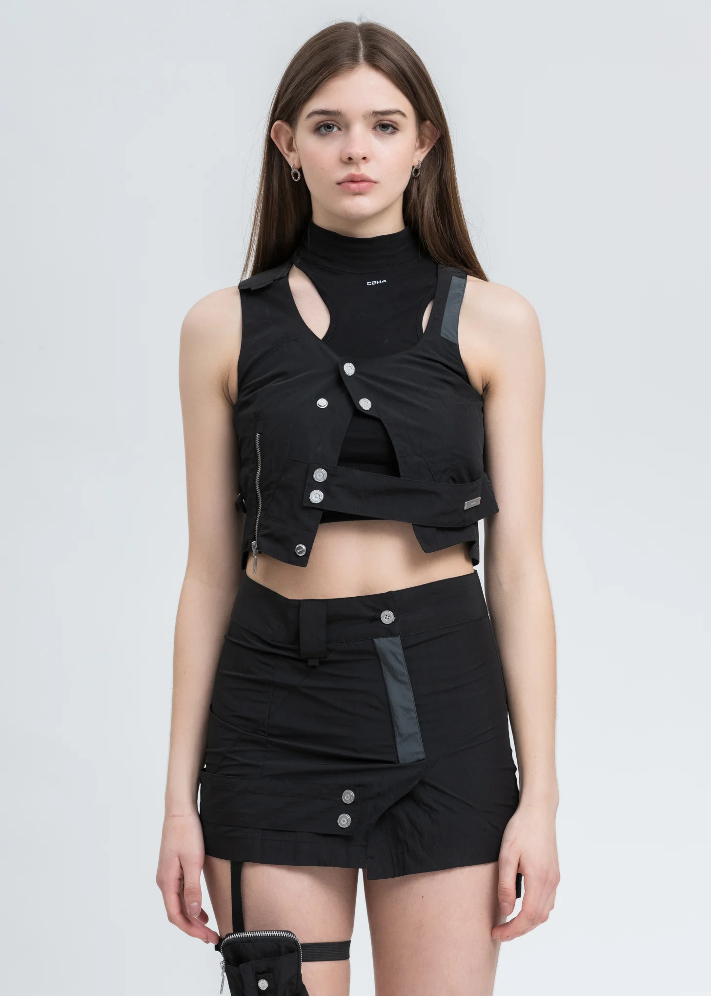 Black Asymmetry Women Tactical Two-Piece