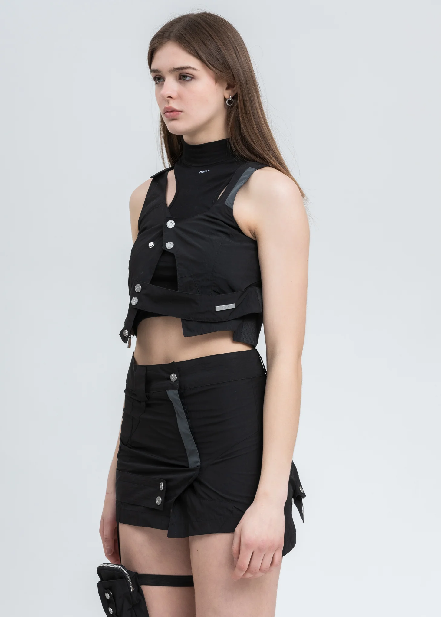 Black Asymmetry Women Tactical Two-Piece - Image 3