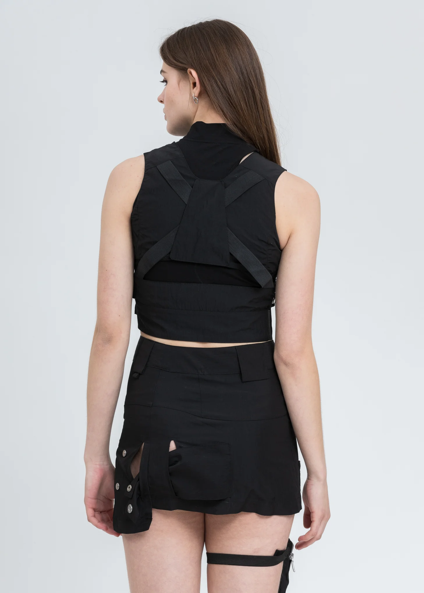 Black Asymmetry Women Tactical Two-Piece - Image 4