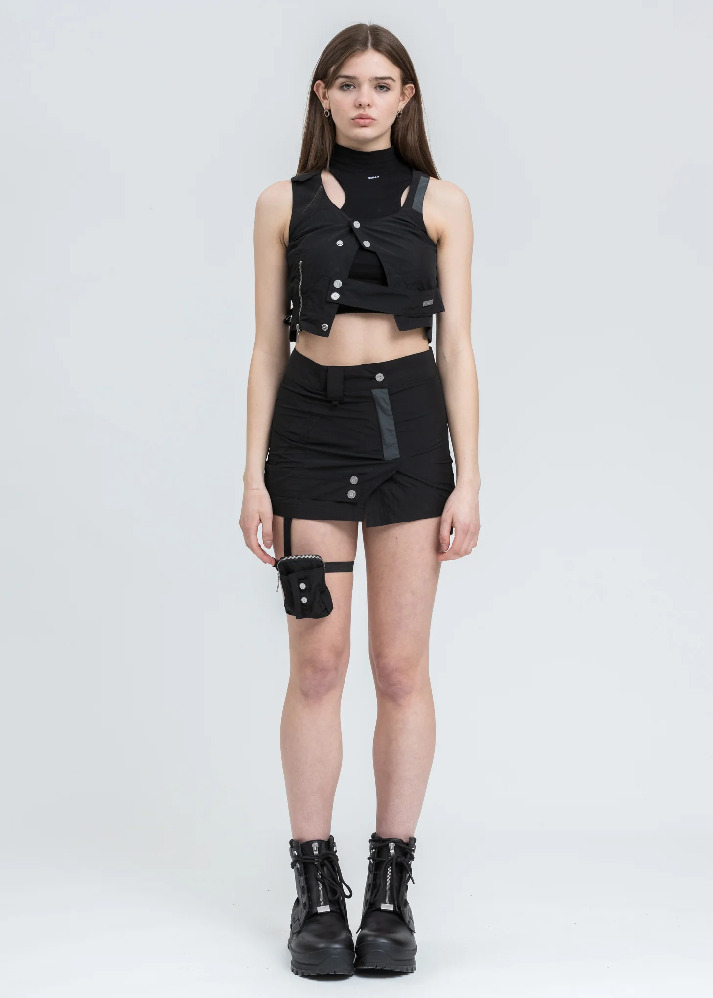 Black Asymmetry Women Tactical Two-Piece - Image 5