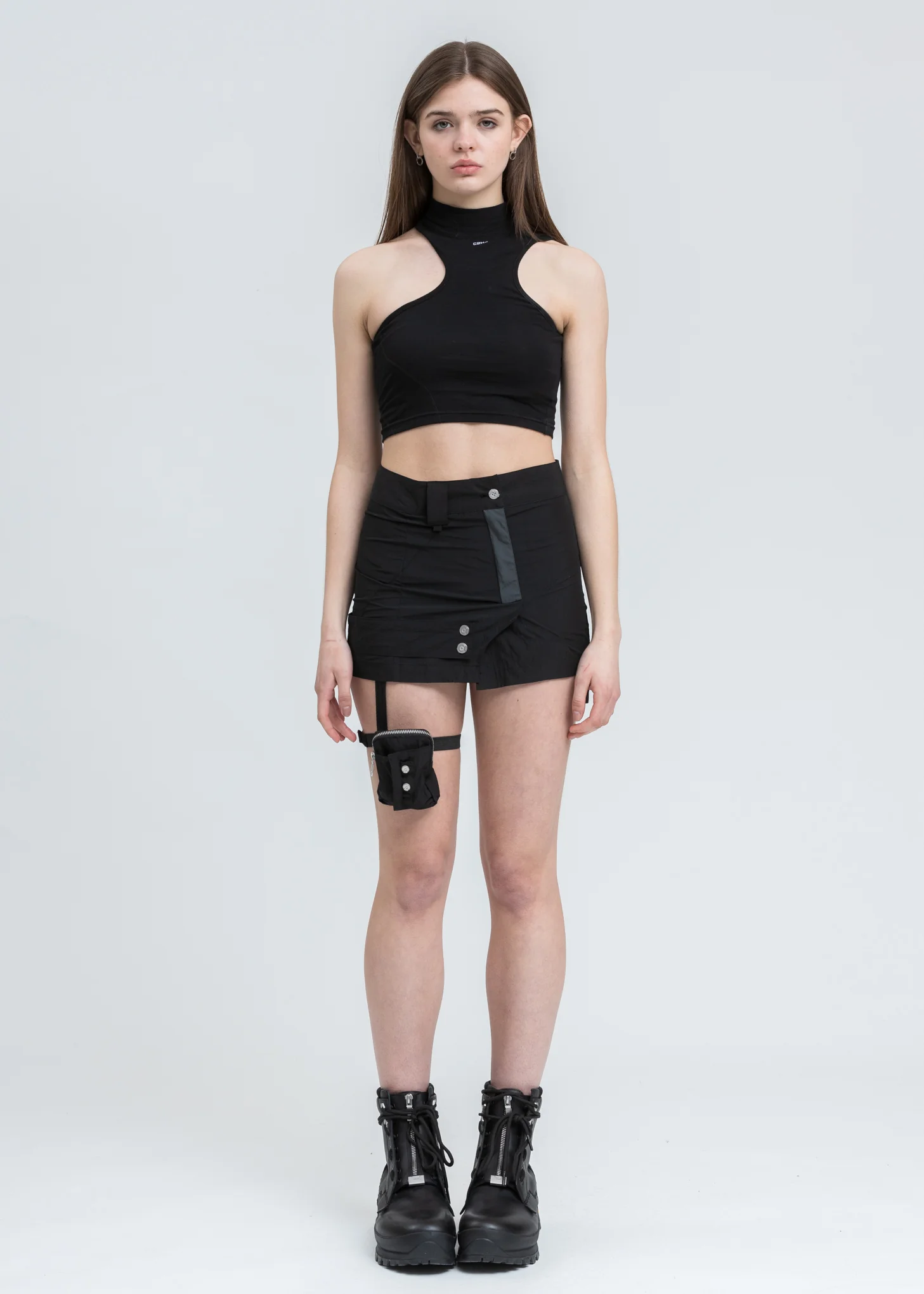 Black Asymmetry Women Tactical Two-Piece - Image 9