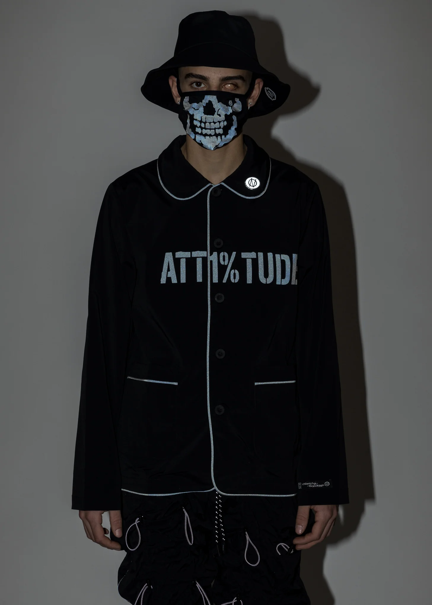 Black "ATT1%TUDE" Pajama Shirt - Image 2
