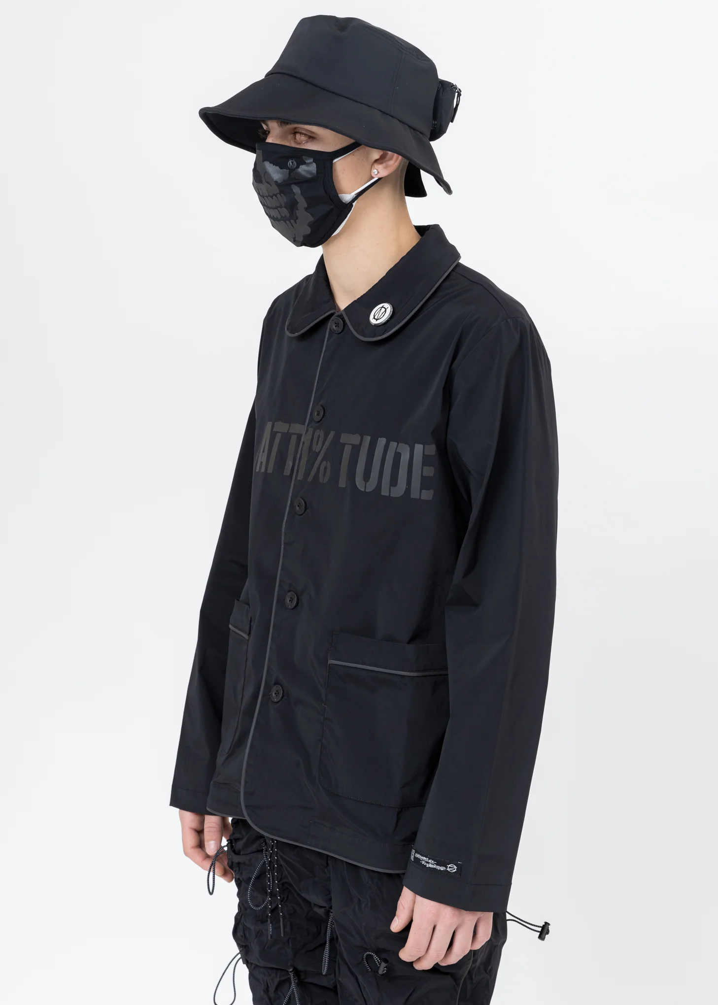 Black "ATT1%TUDE" Pajama Shirt - Image 3