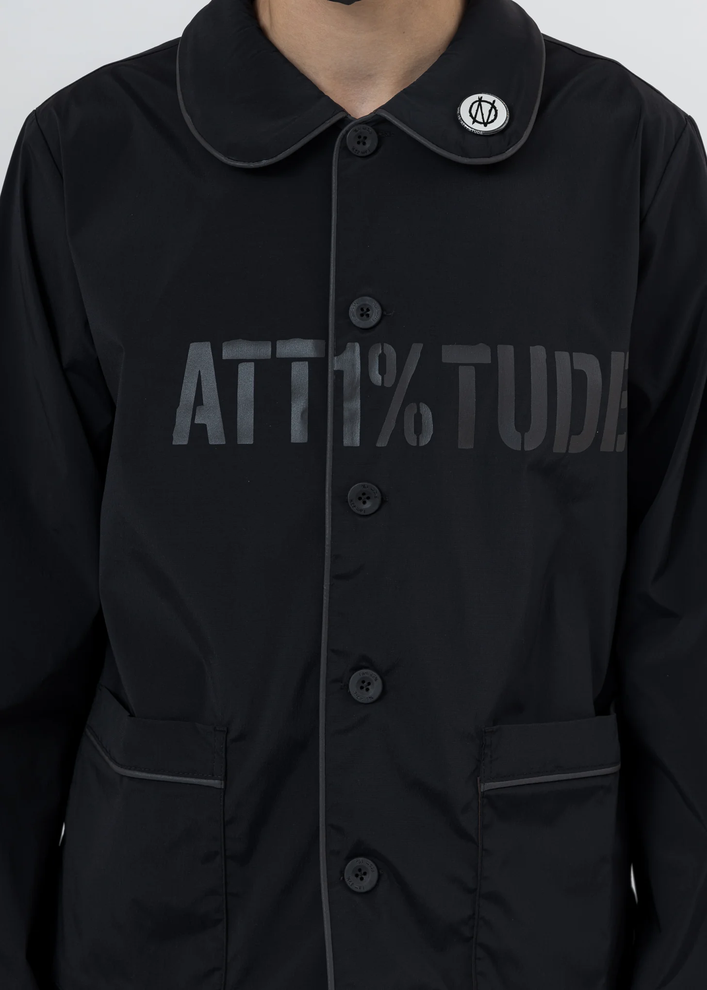 Black "ATT1%TUDE" Pajama Shirt - Image 5