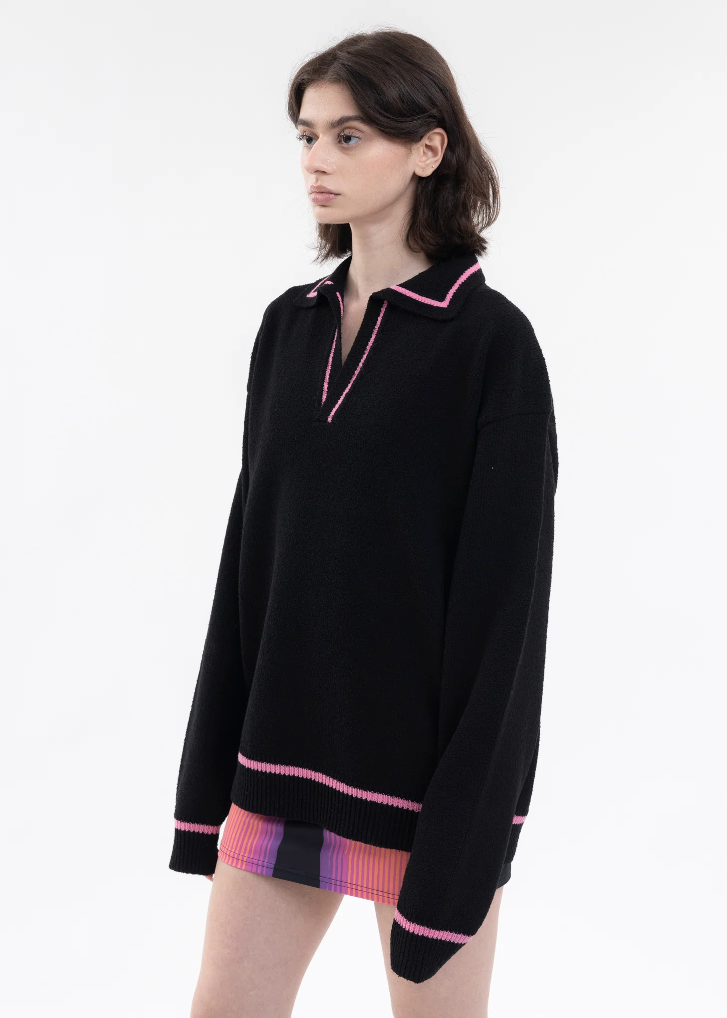 BLACK BACK LOGO MARINE KNIT SWEATER - Image 3