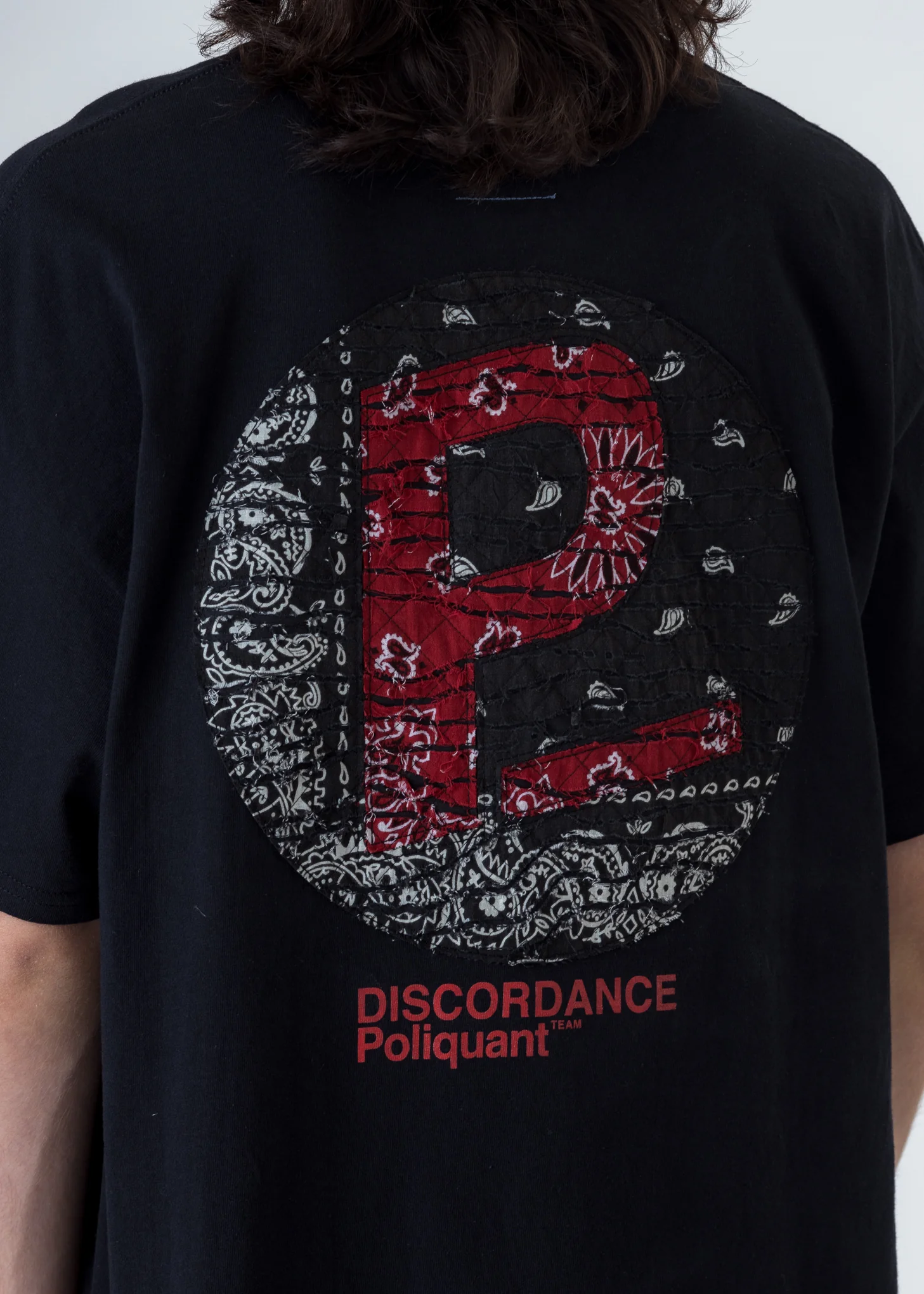 Black Bandana P Patch Print T-Shirt (Red P) - Image 2