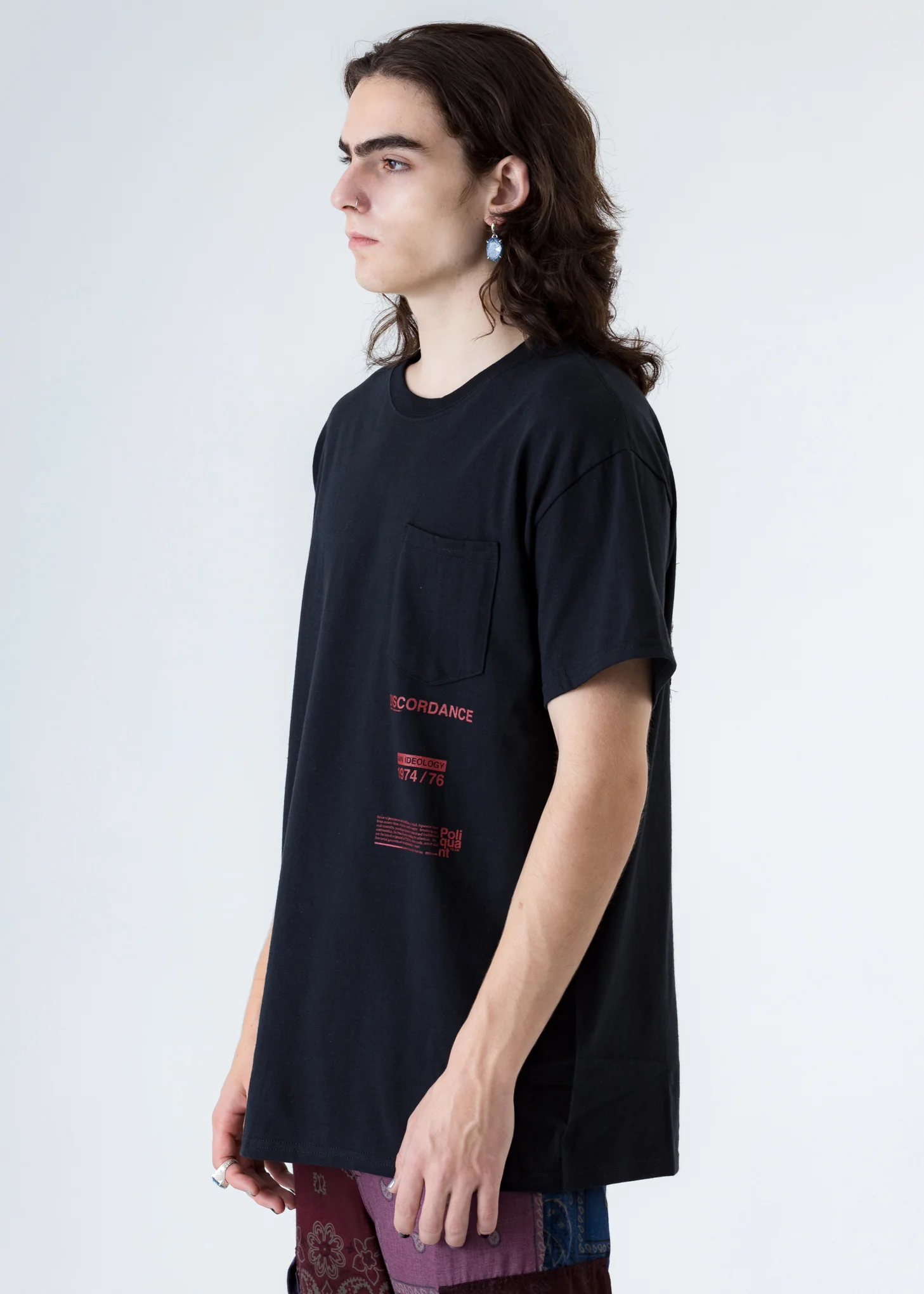 Black Bandana P Patch Print T-Shirt (Black P) - Image 4