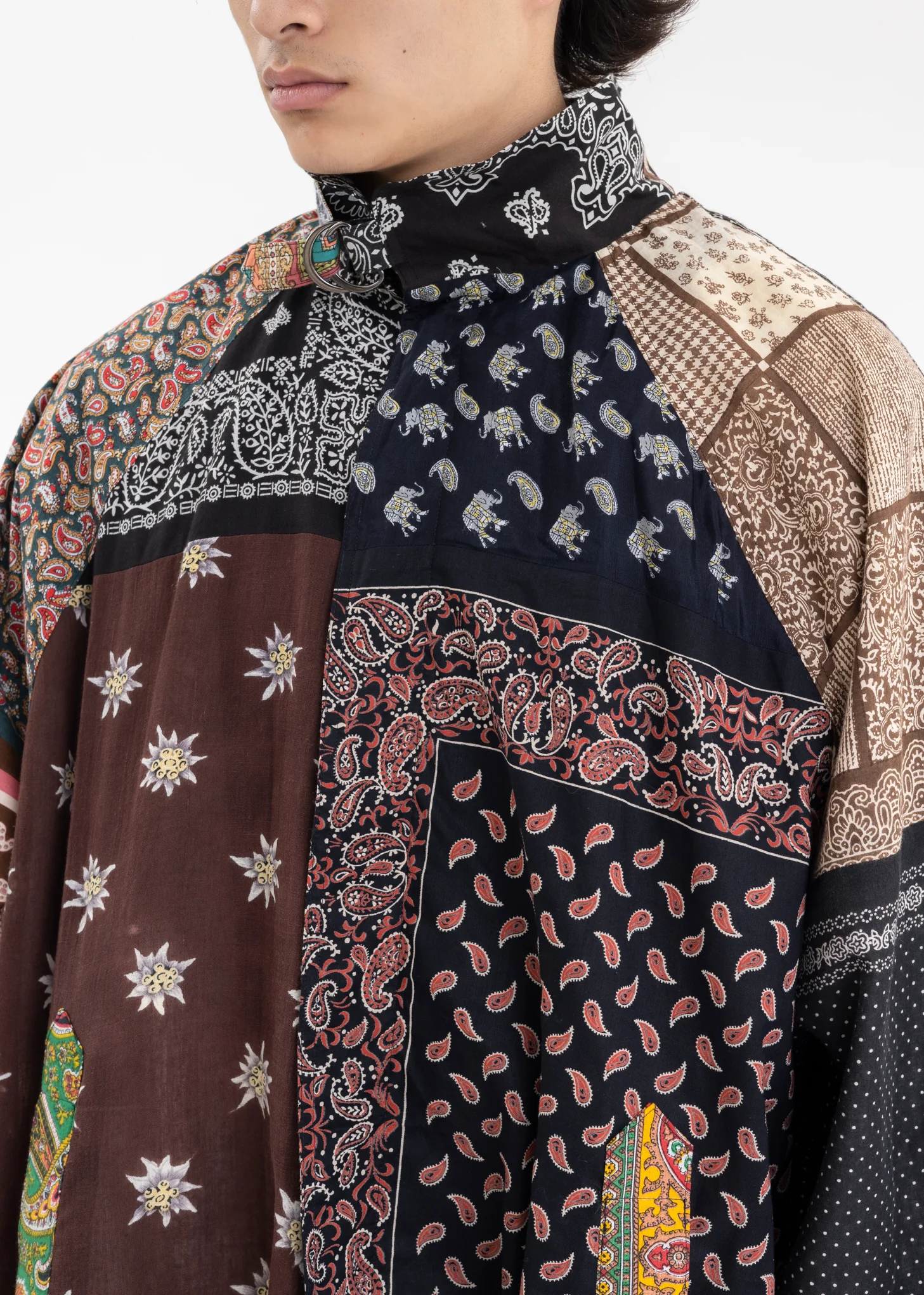 Black BANDANA PATCH OVERSIZED STAND JACKET - Image 4