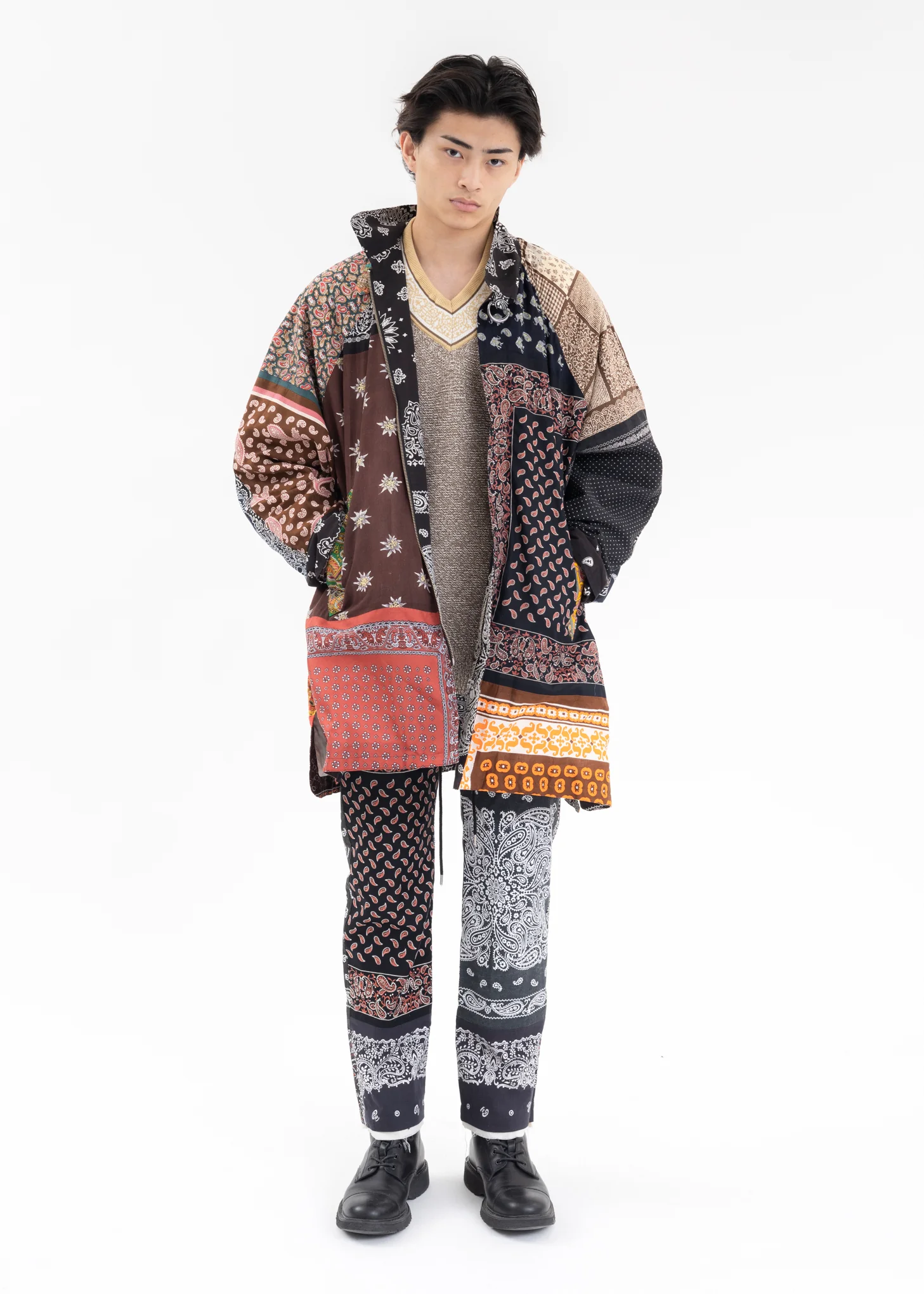 Black BANDANA PATCH OVERSIZED STAND JACKET - Image 8