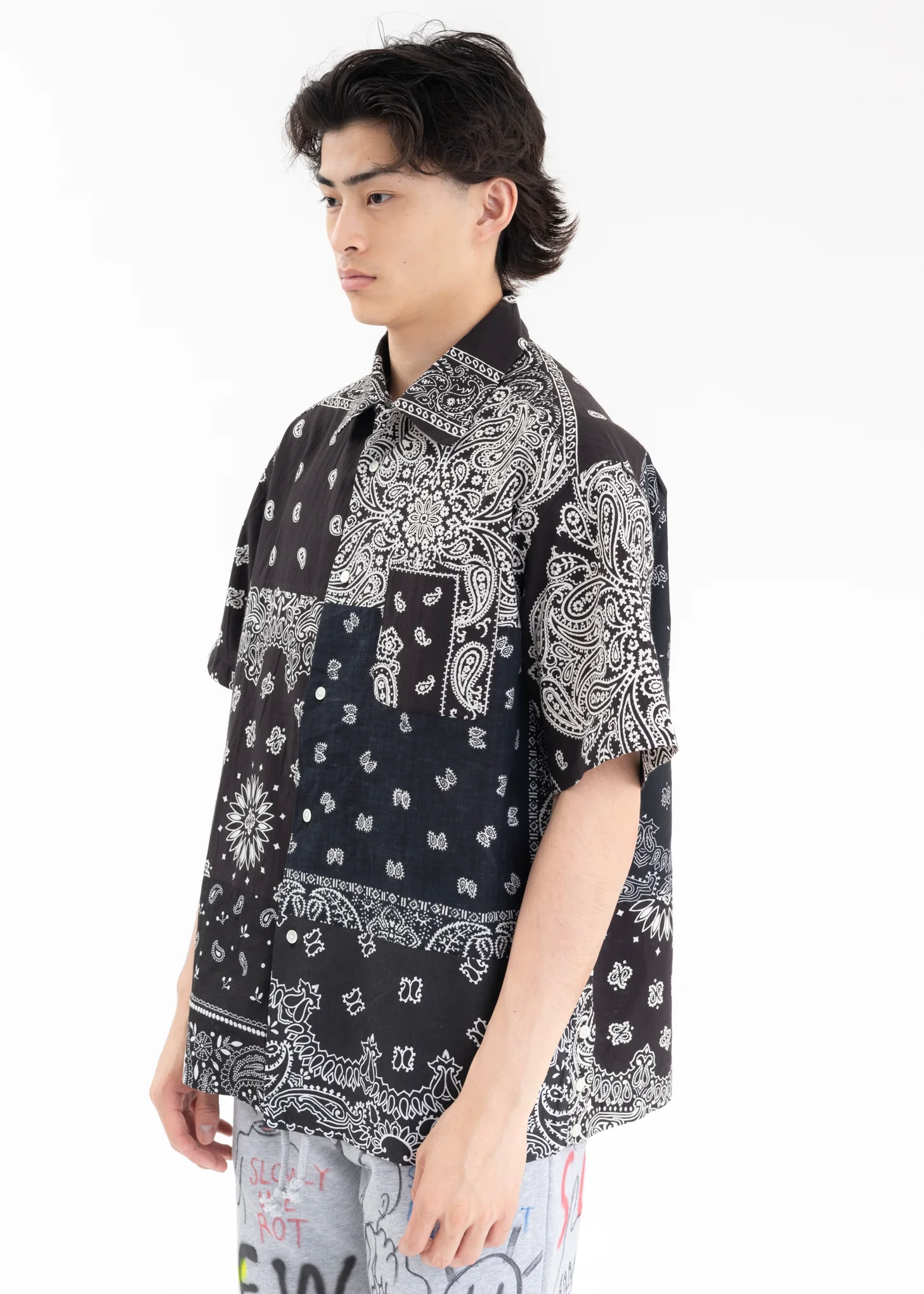 Black BANDANA PATCHWORK SHIRT SS - Image 3