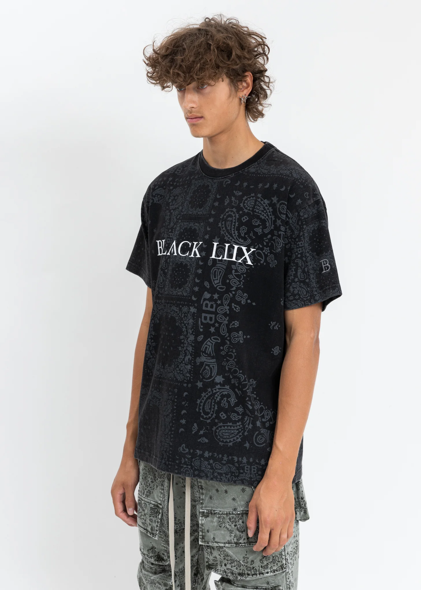 Black Bandana Printed T-Shirt - Image 2