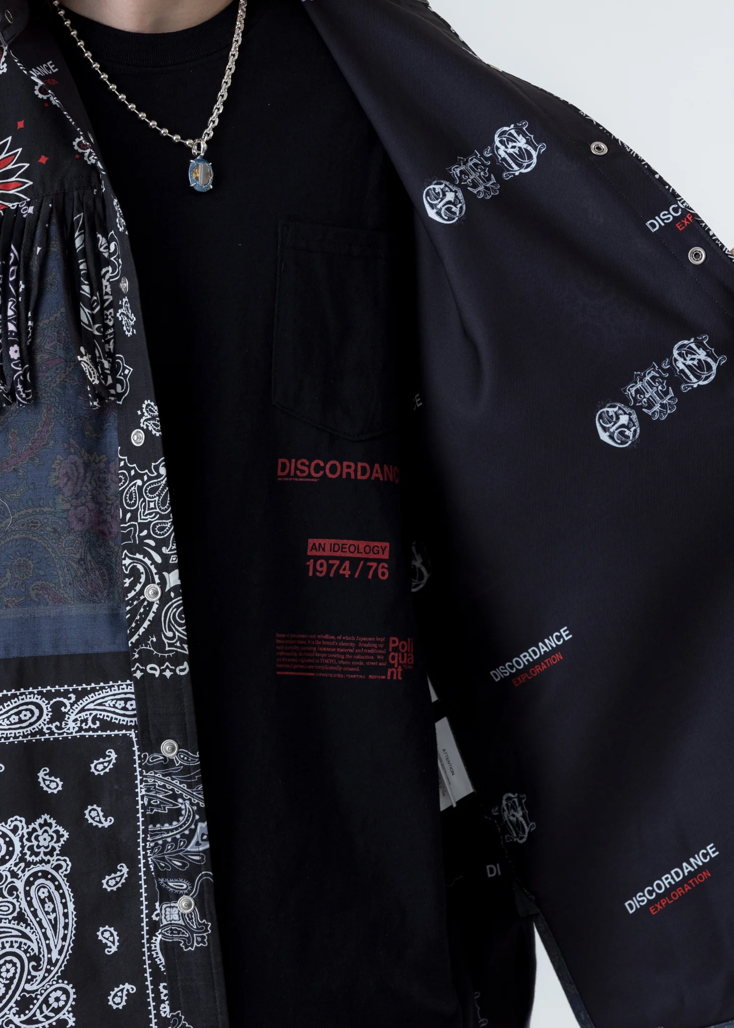 Black Bandana Patch Work Fringe Jacket - Image 8