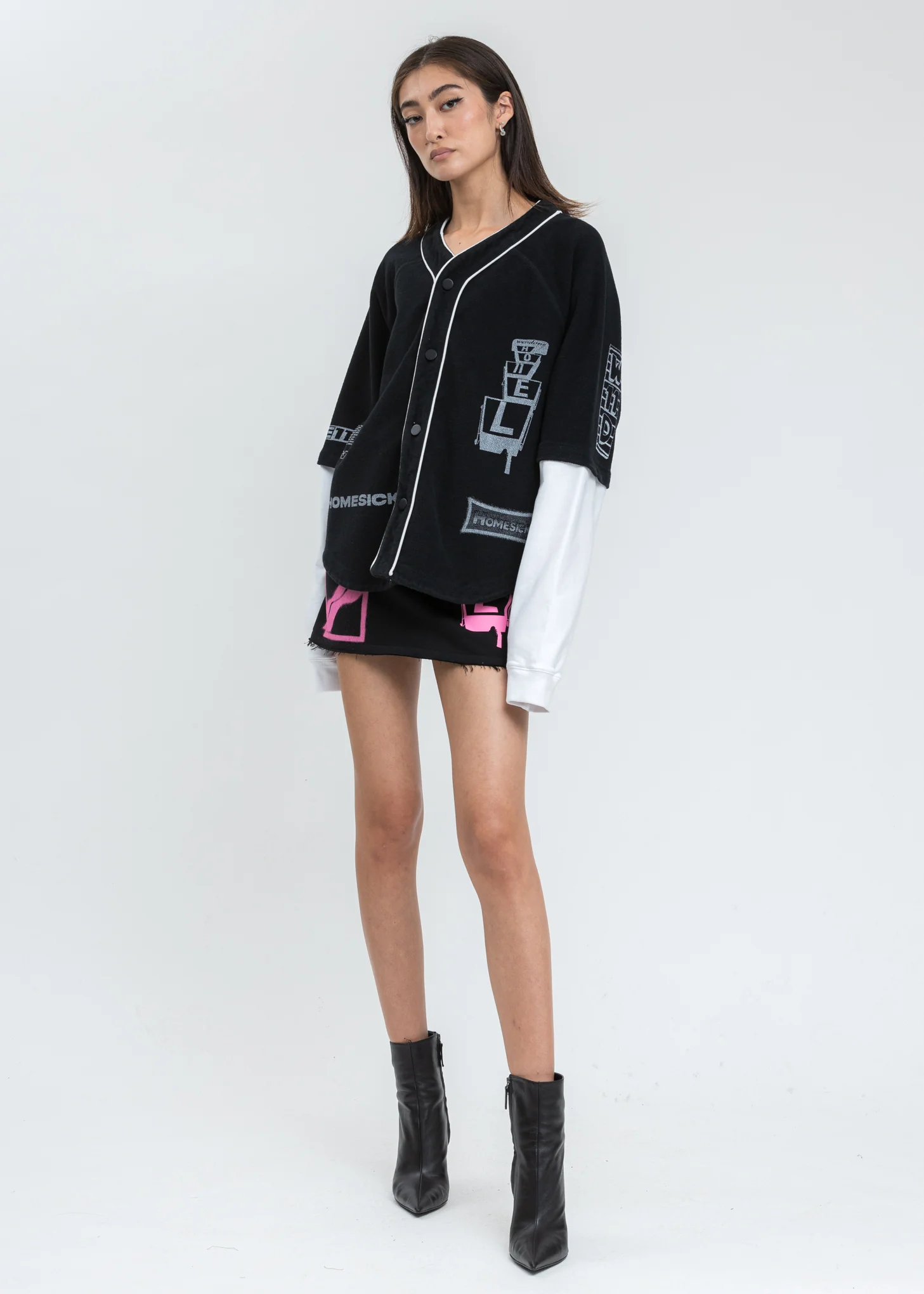 Black Baseball Jersey Long Sleeve Jacket - Image 5
