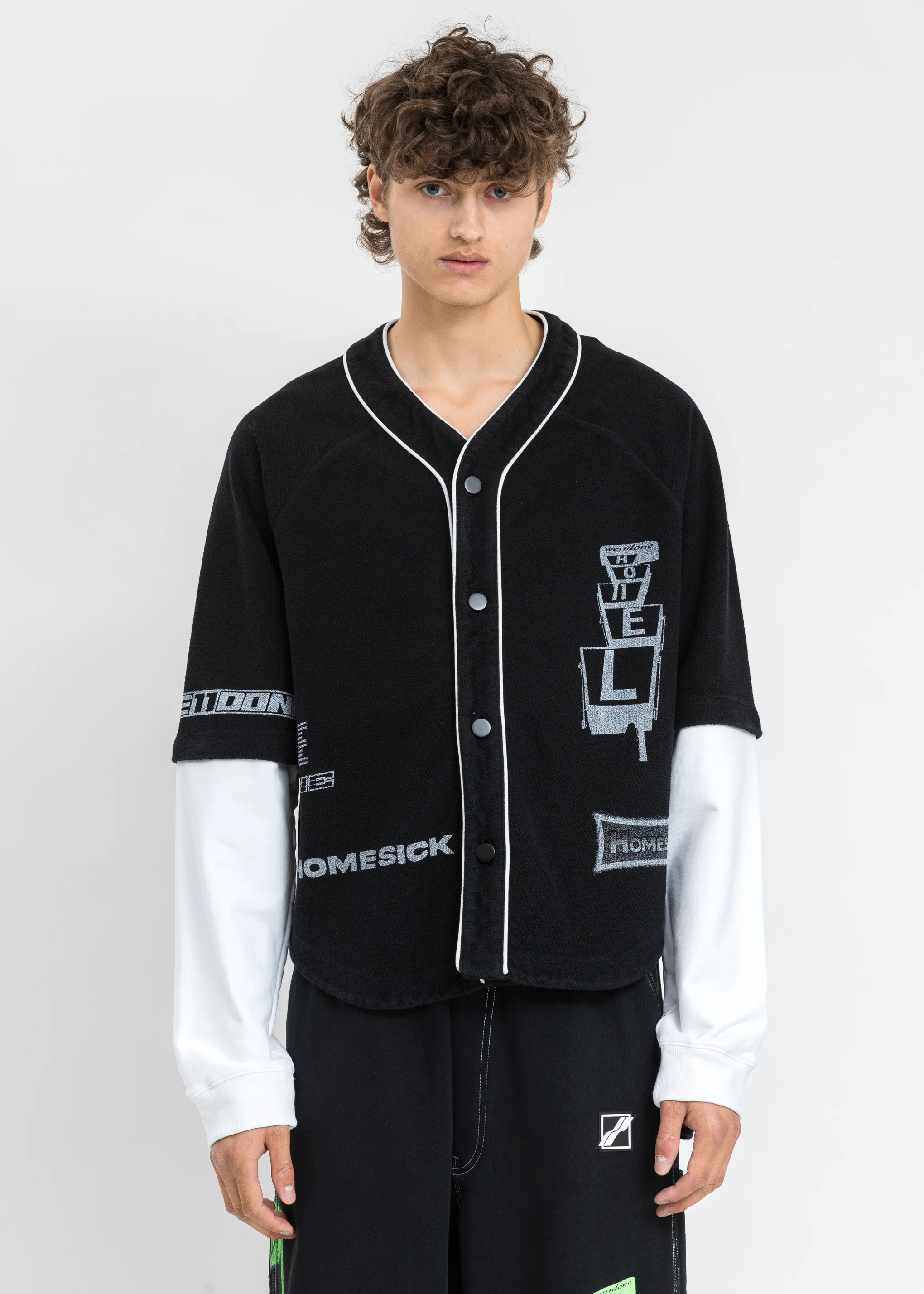 Black Baseball Jersey Long Sleeve Jacket