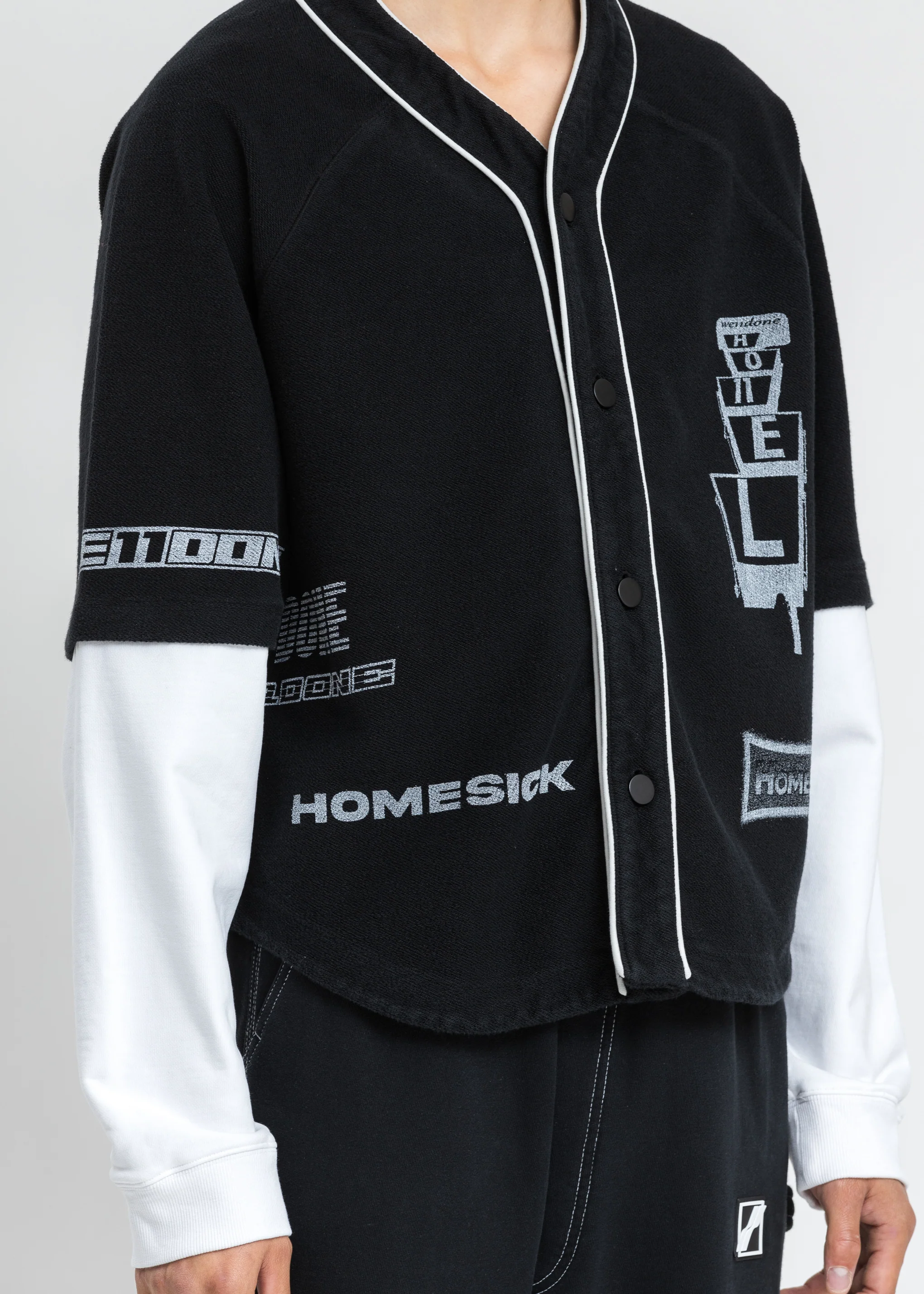 Black Baseball Jersey Long Sleeve Jacket - Image 2