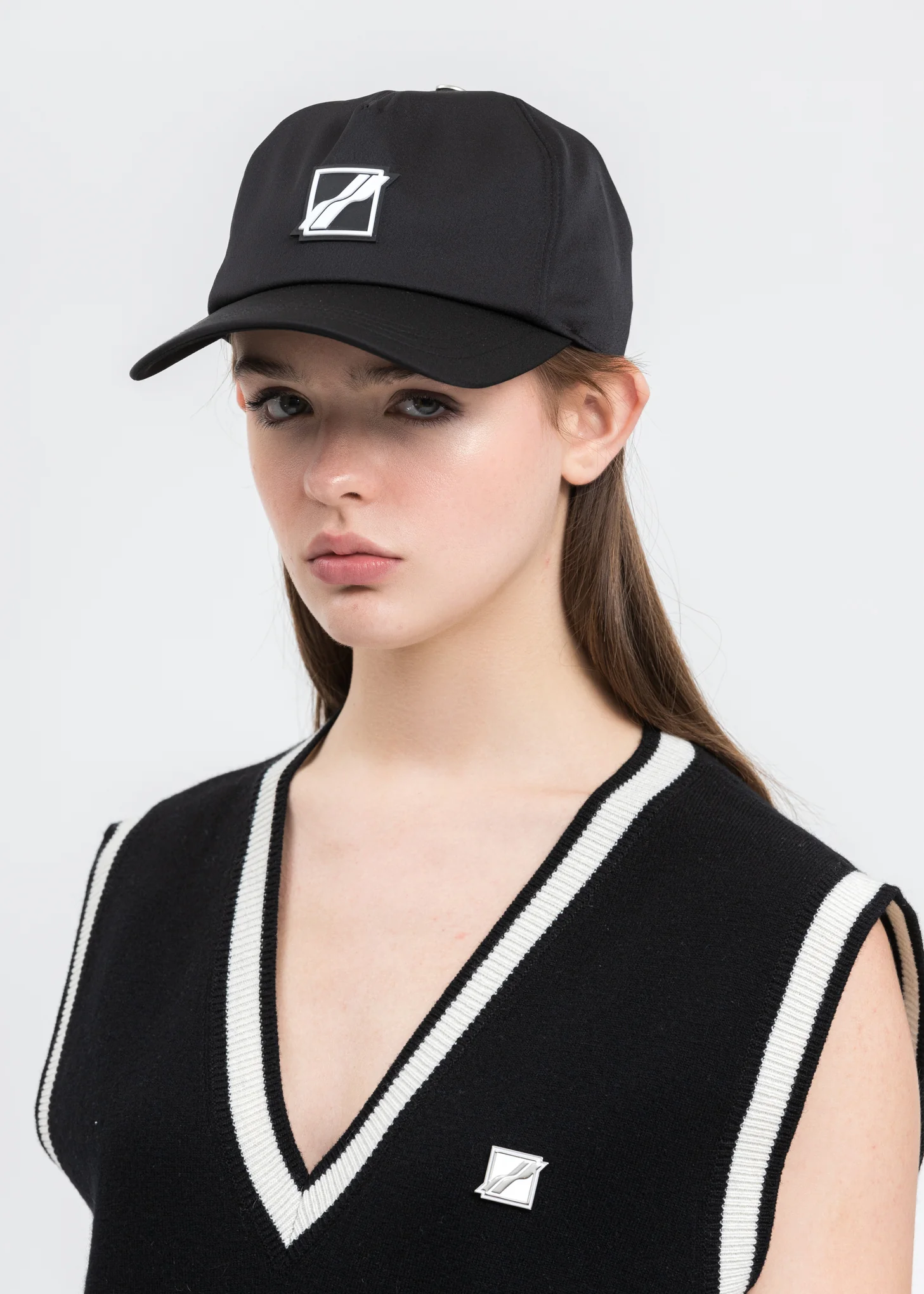 Black Basic Logo Satin Cap