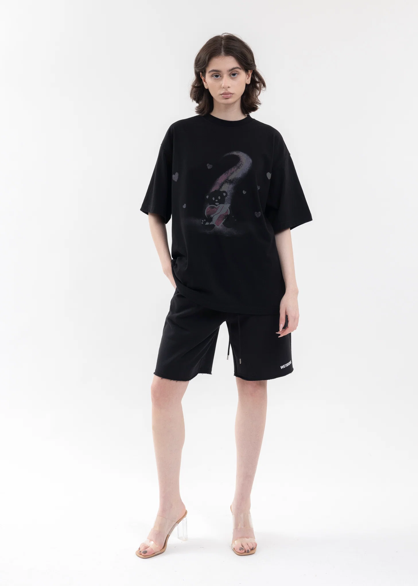 BLACK BASIC LOGO SHORTS - Image 6