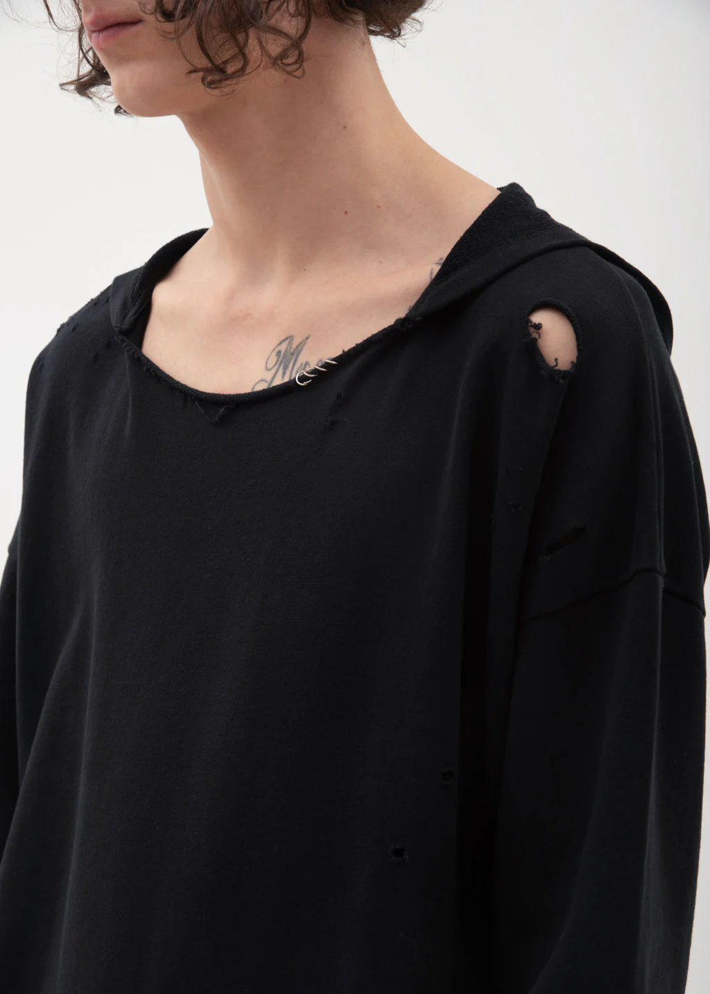 Black Bauhaus Distressed Hoodie - Image 3