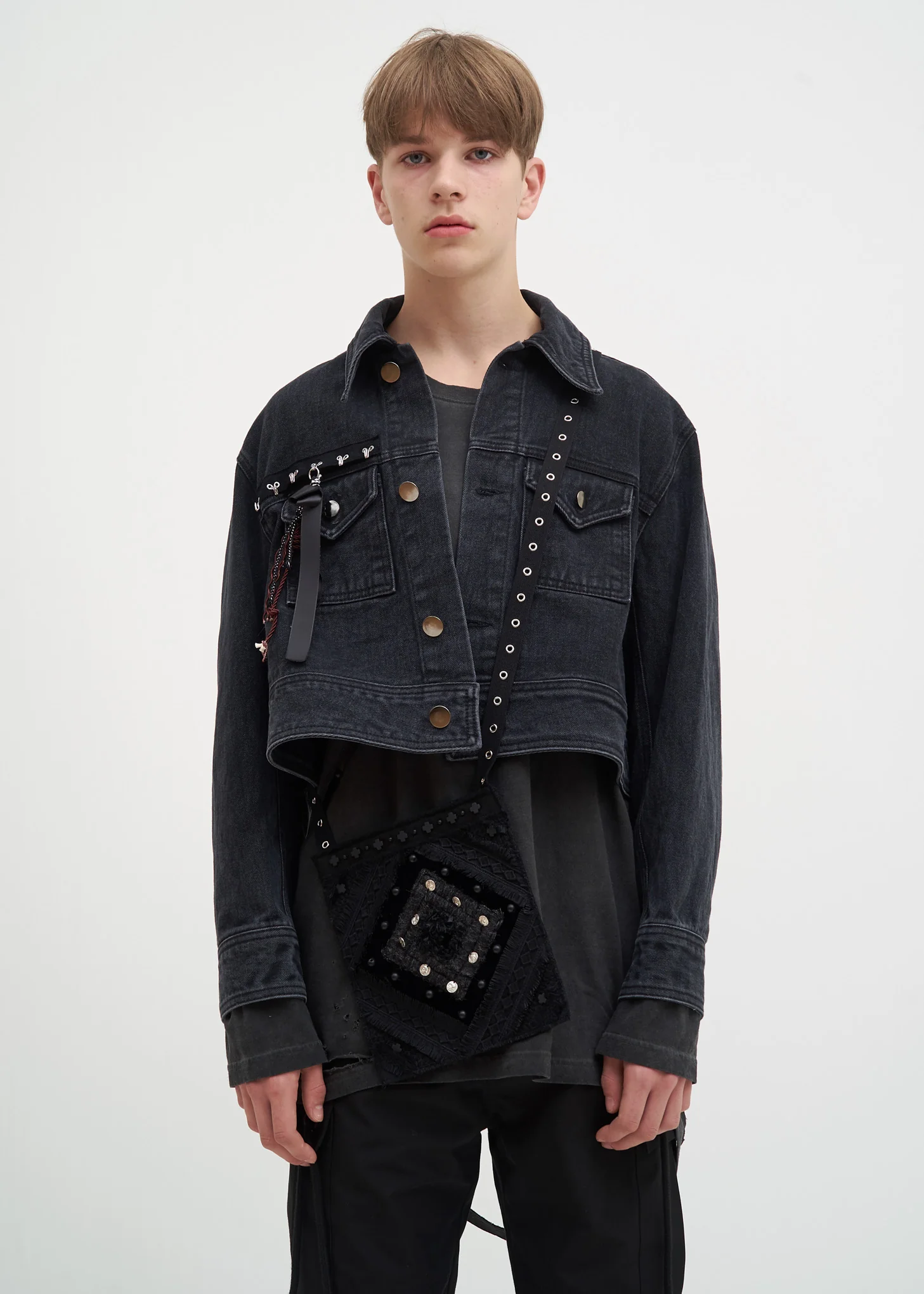 Black Beaded Cross Bag - Image 2