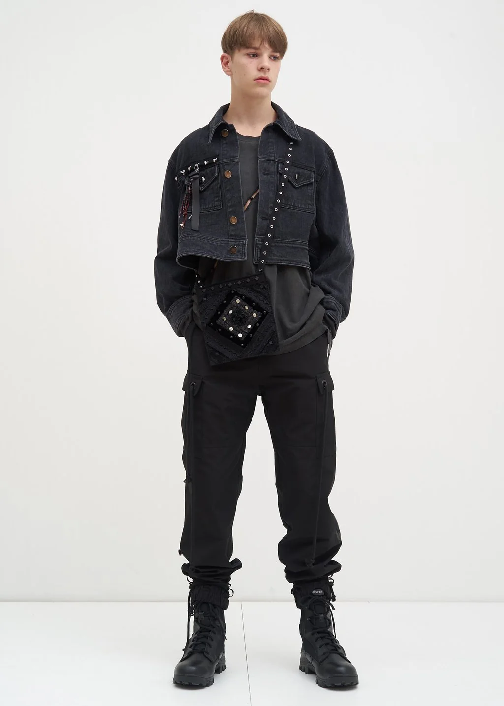 Black Beaded Cross Bag - Image 4