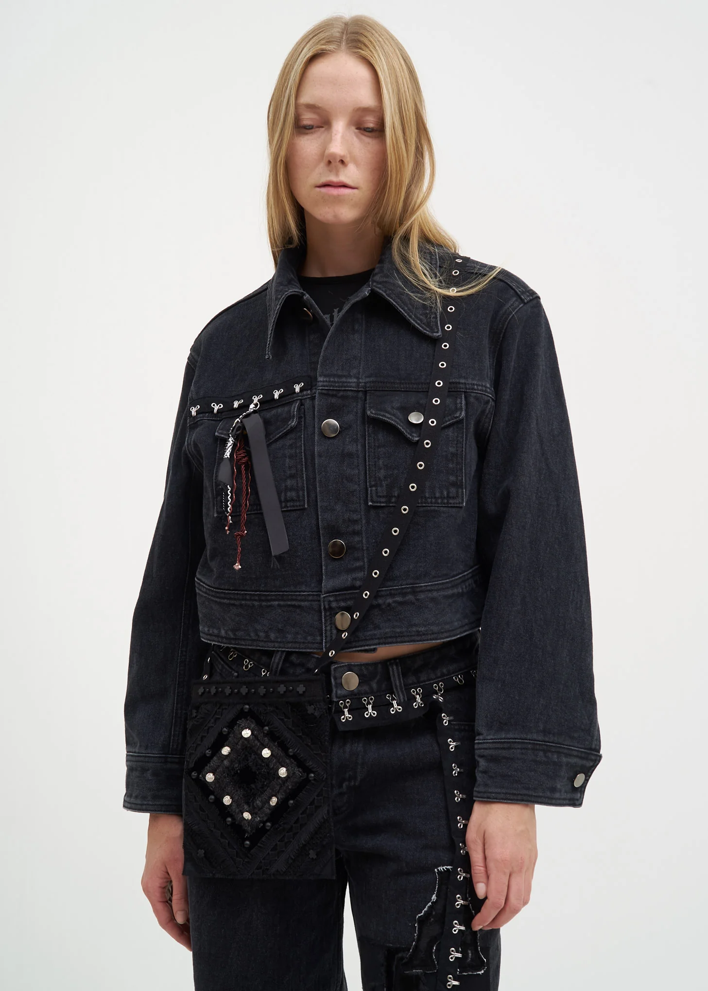 Black Beaded Cross Bag - Image 5