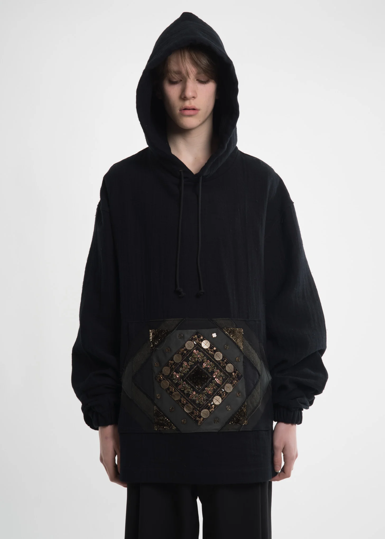 Black Beaded Hoodie