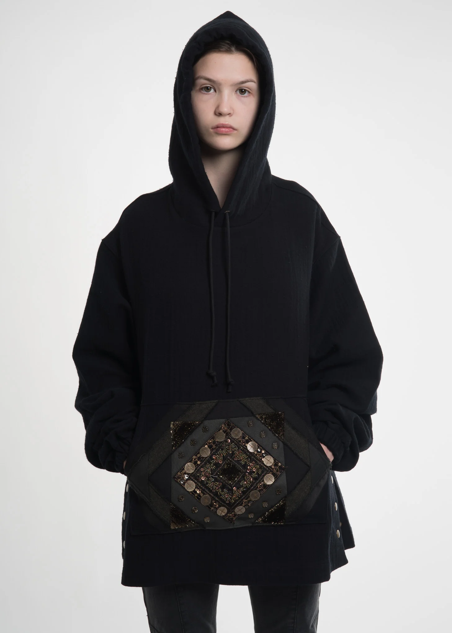 Black Beaded Hoodie