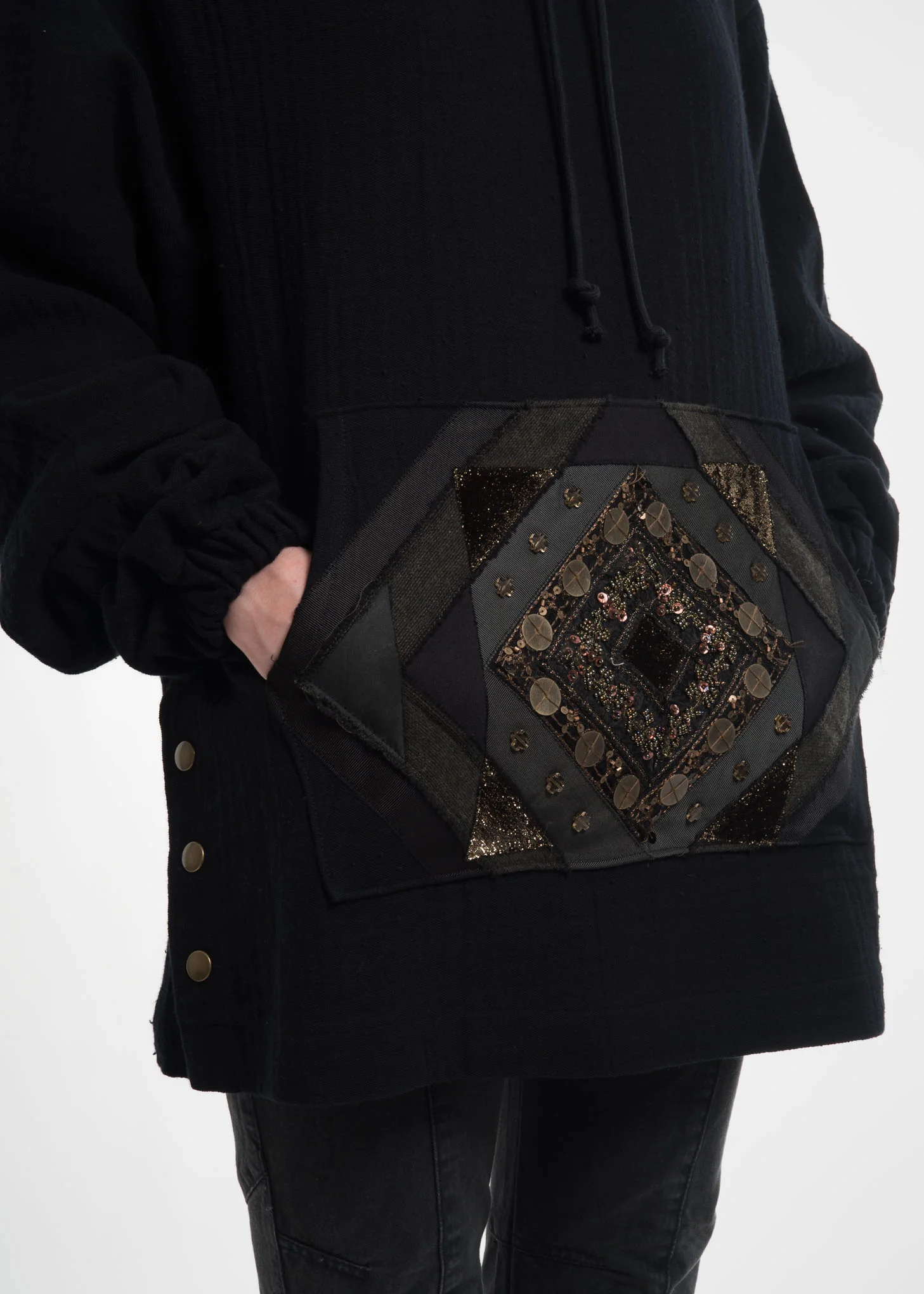 Black Beaded Hoodie - Image 5