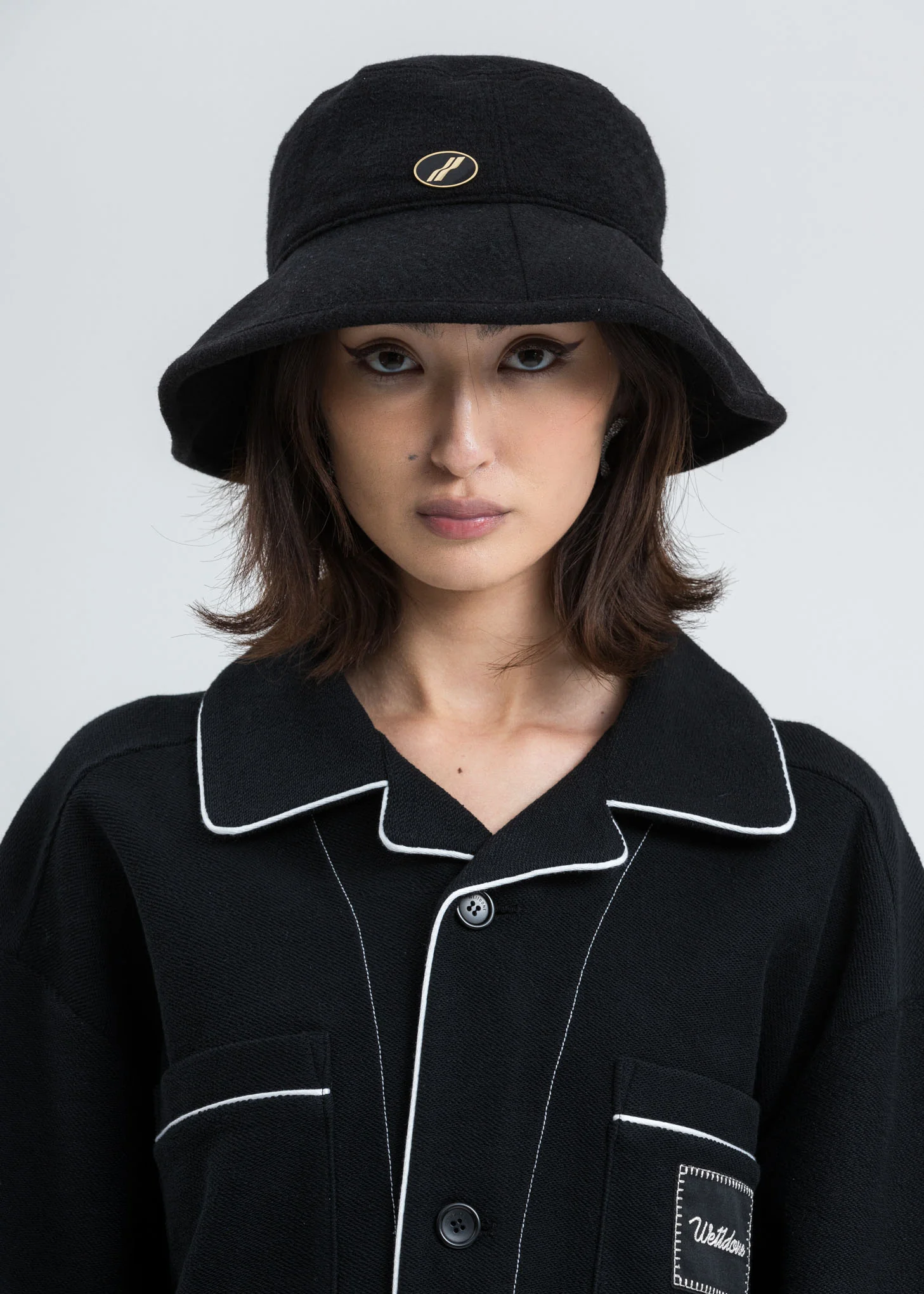 Black Big Brim Bucket Hat