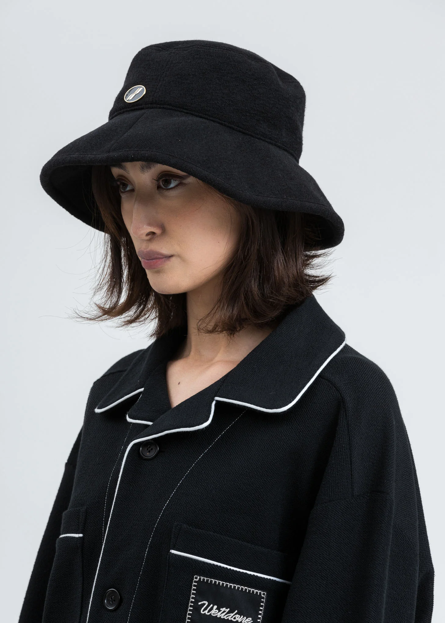 Black Big Brim Bucket Hat - Image 3