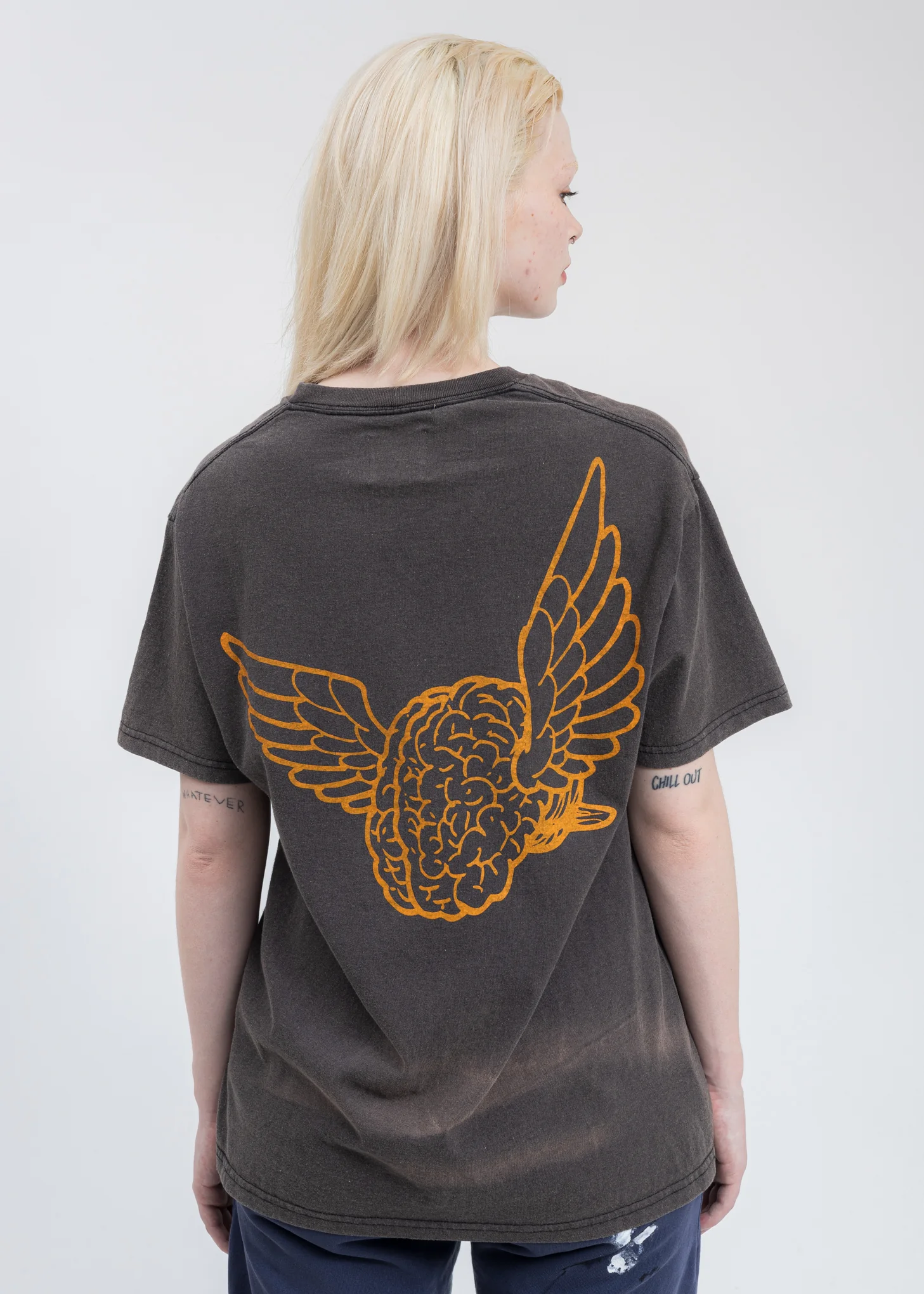 Black BIG FLYING BRAIN T-Shirt - Image 2