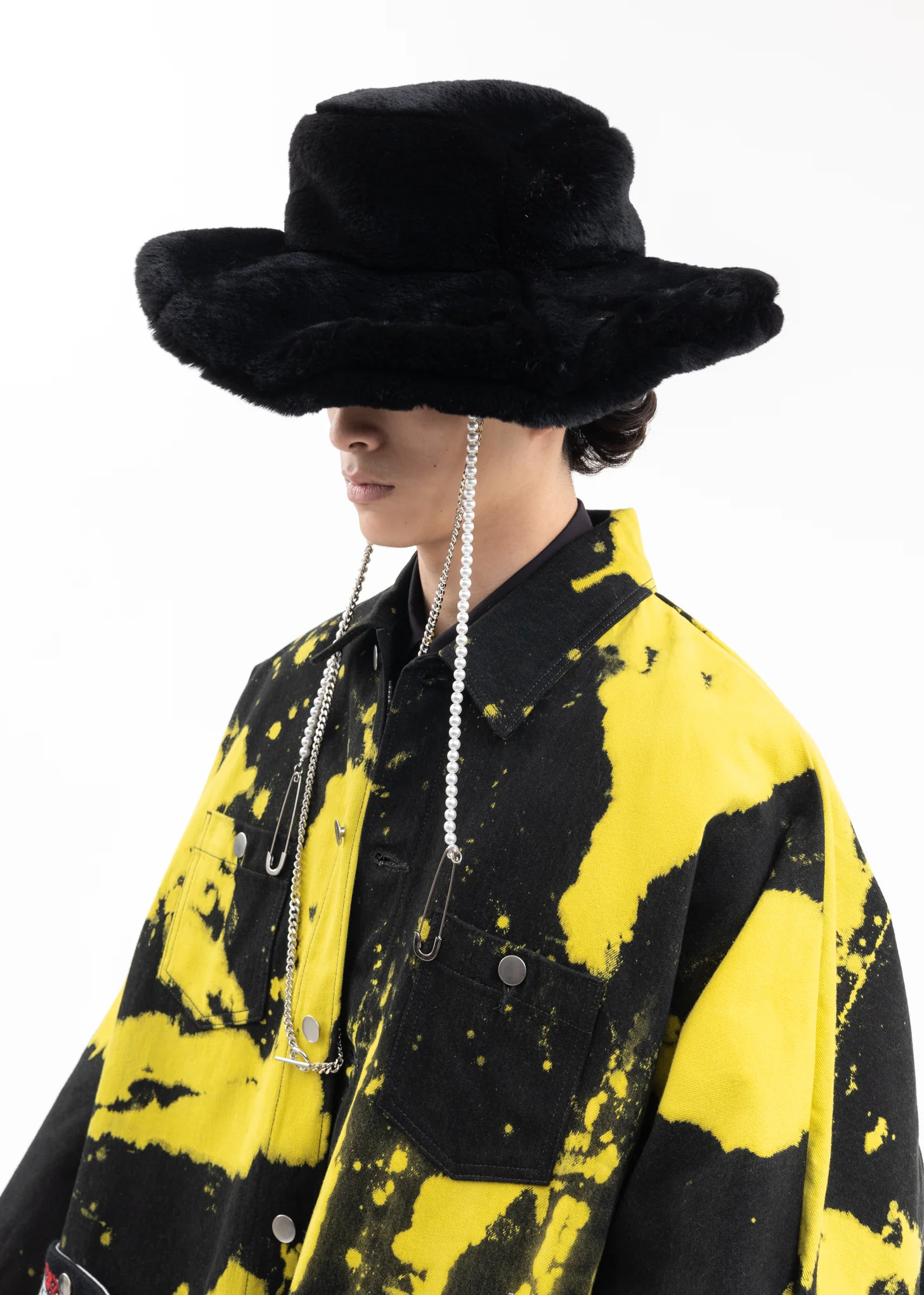 Black Big Fur Hat KIDILL × CA4LA Collaboration - Image 2