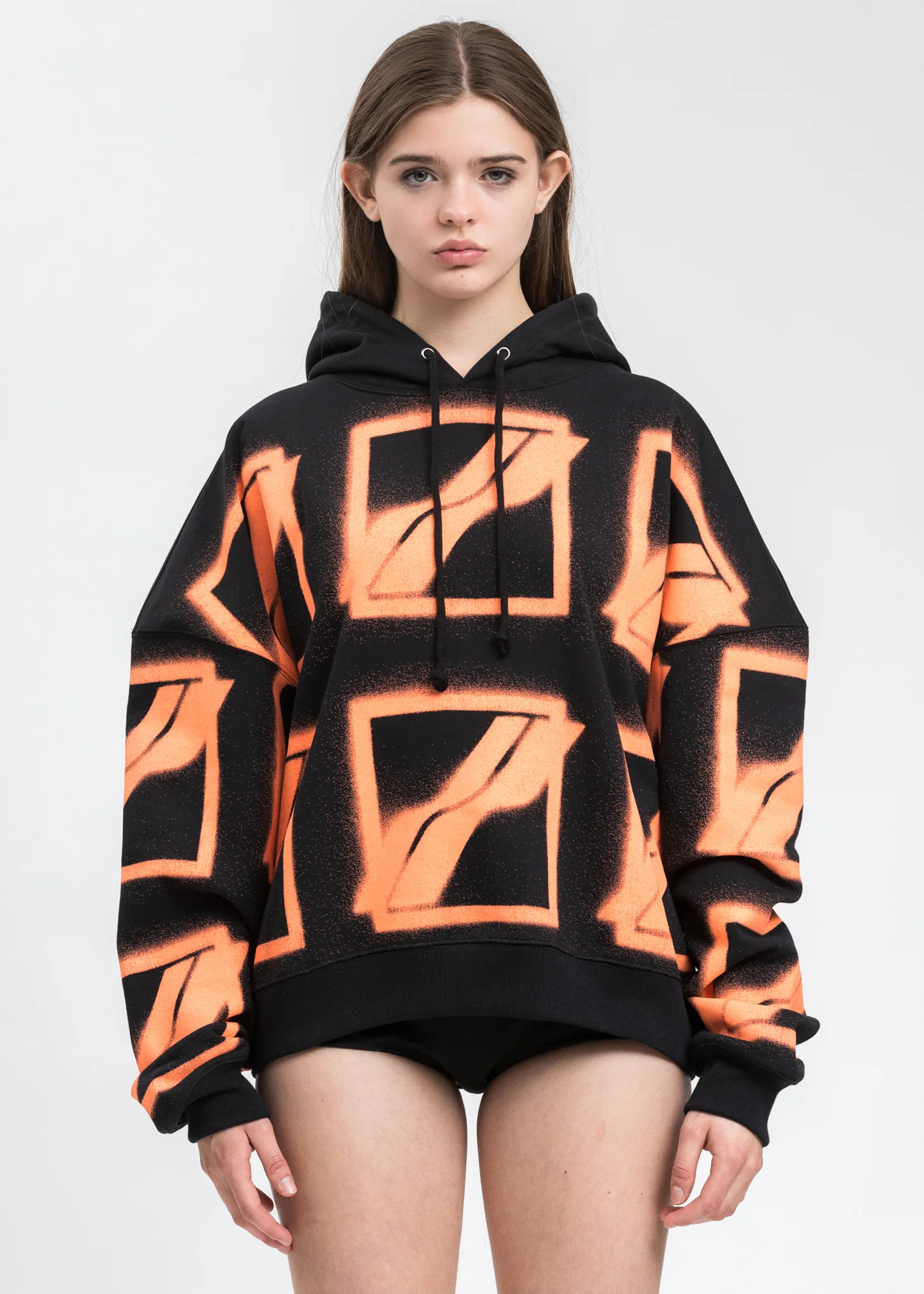 Black Big Logo All Over Hoodie