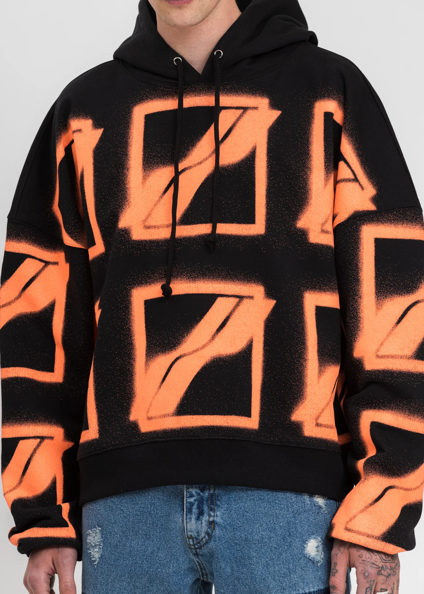Black Big Logo All Over Hoodie - Image 4