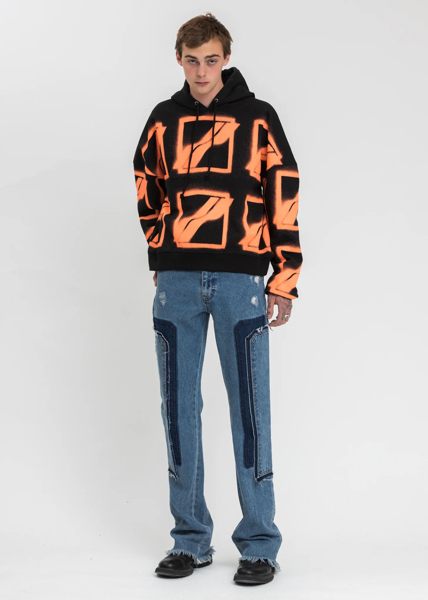Black Big Logo All Over Hoodie - Image 5