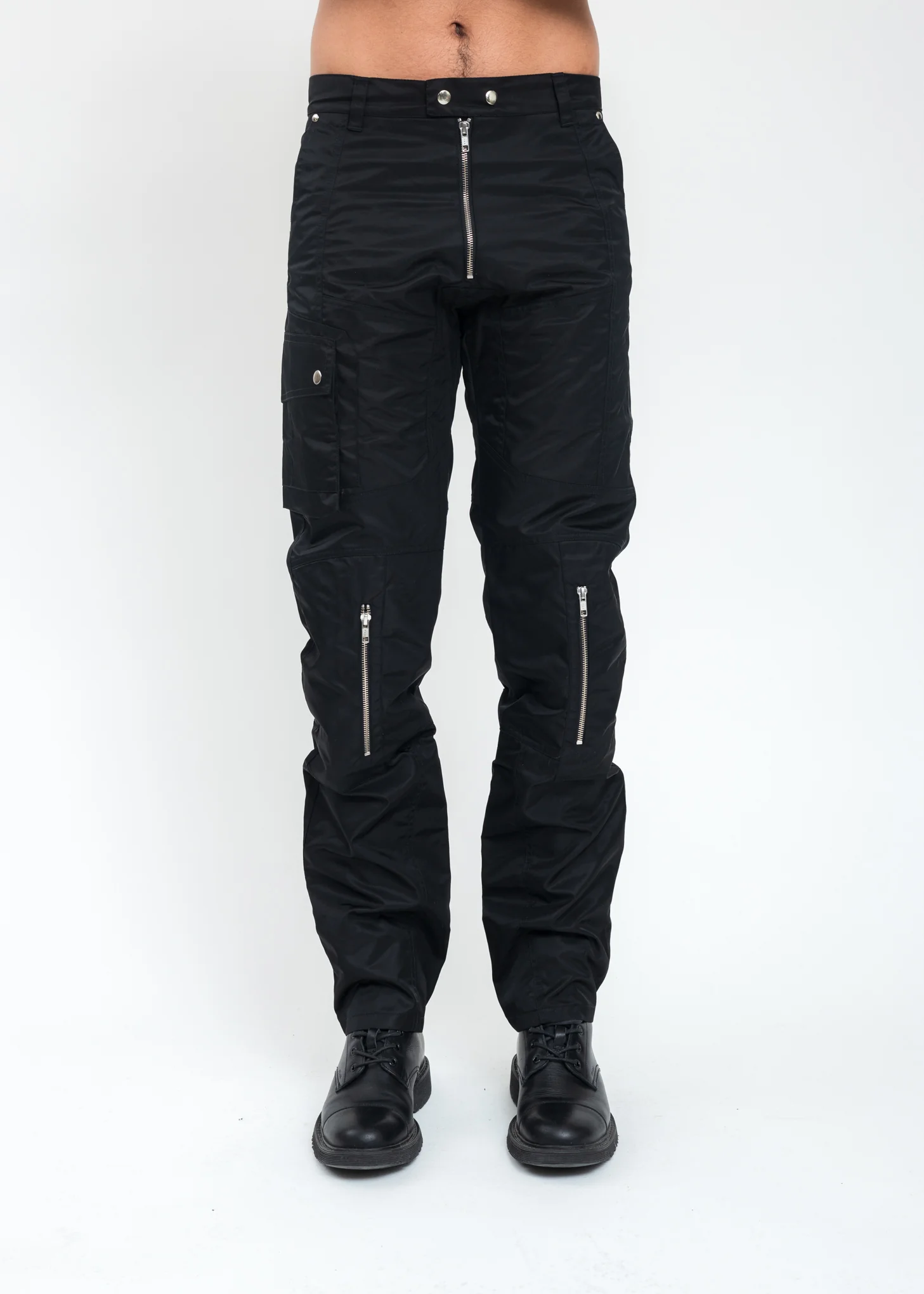 Black Biker Trousers With Explore Zip