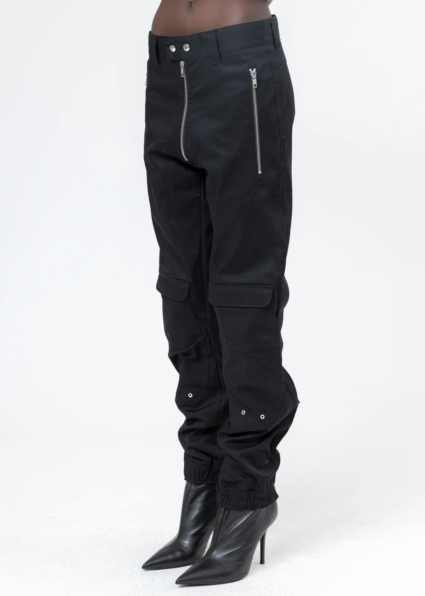 Black Biker Trousers With Zips - Image 2