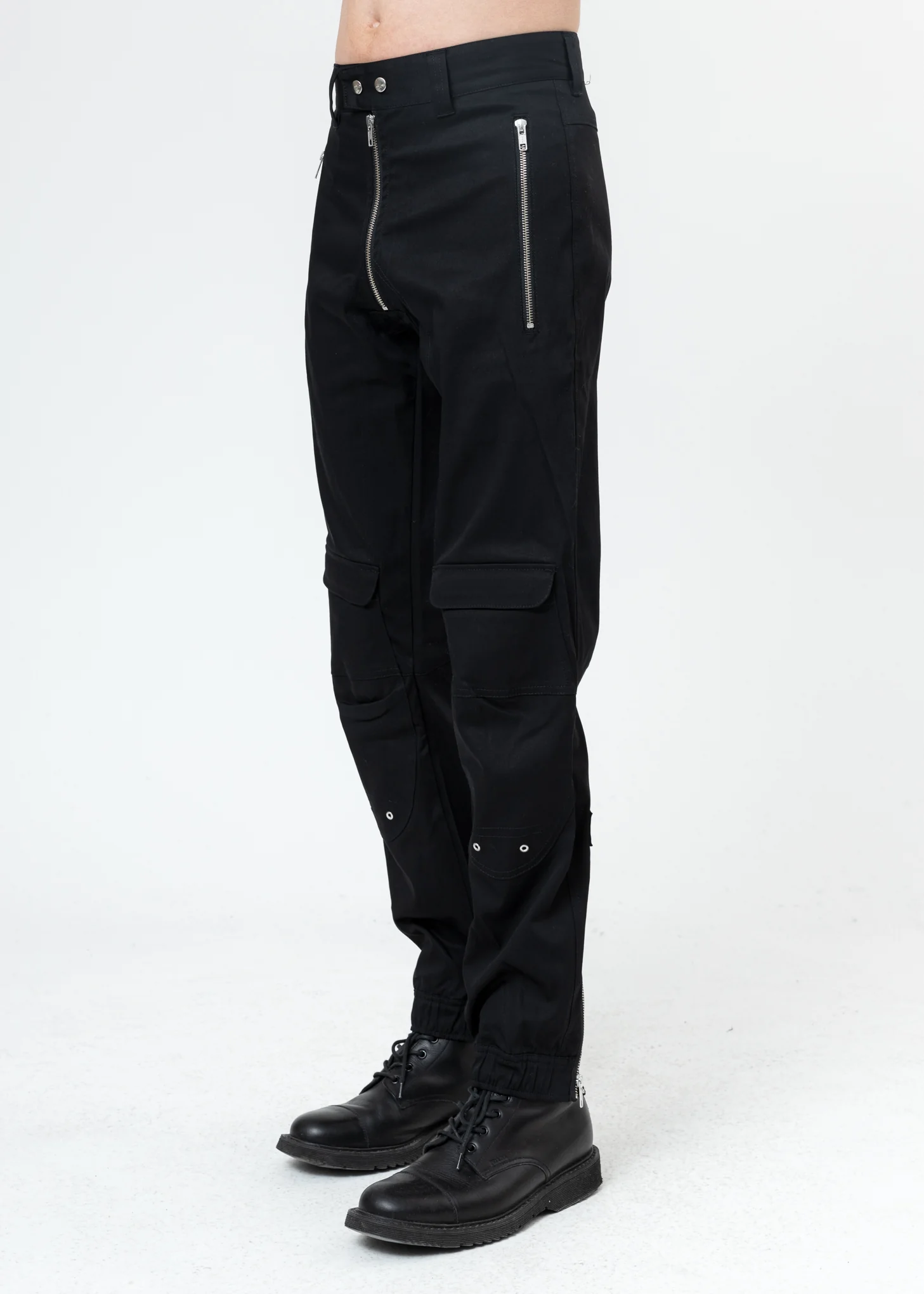 Black Biker Trousers With Zips - Image 3