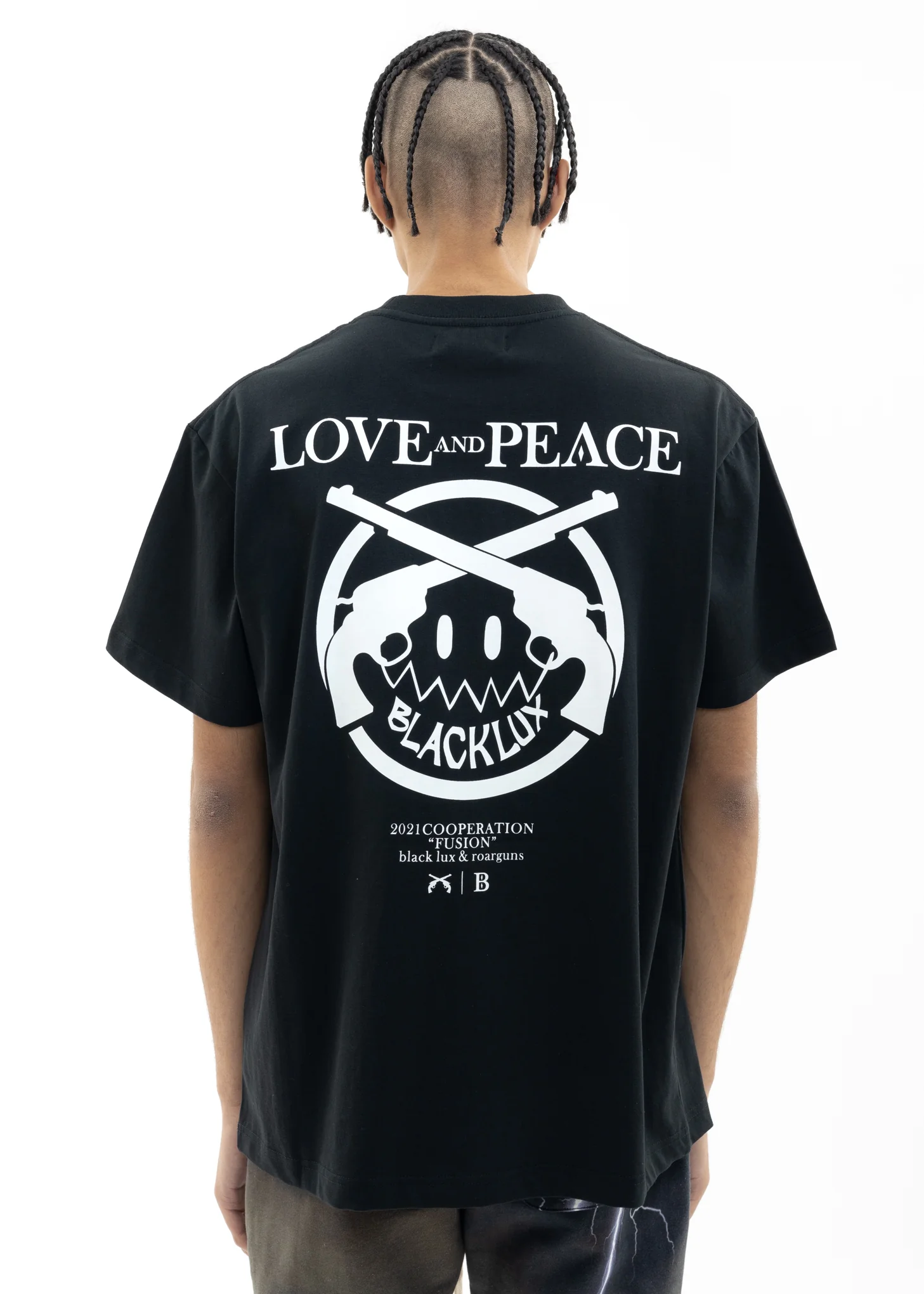 Black Black Lux X roarguns LOVE&PEACE T-Shirt - Image 2