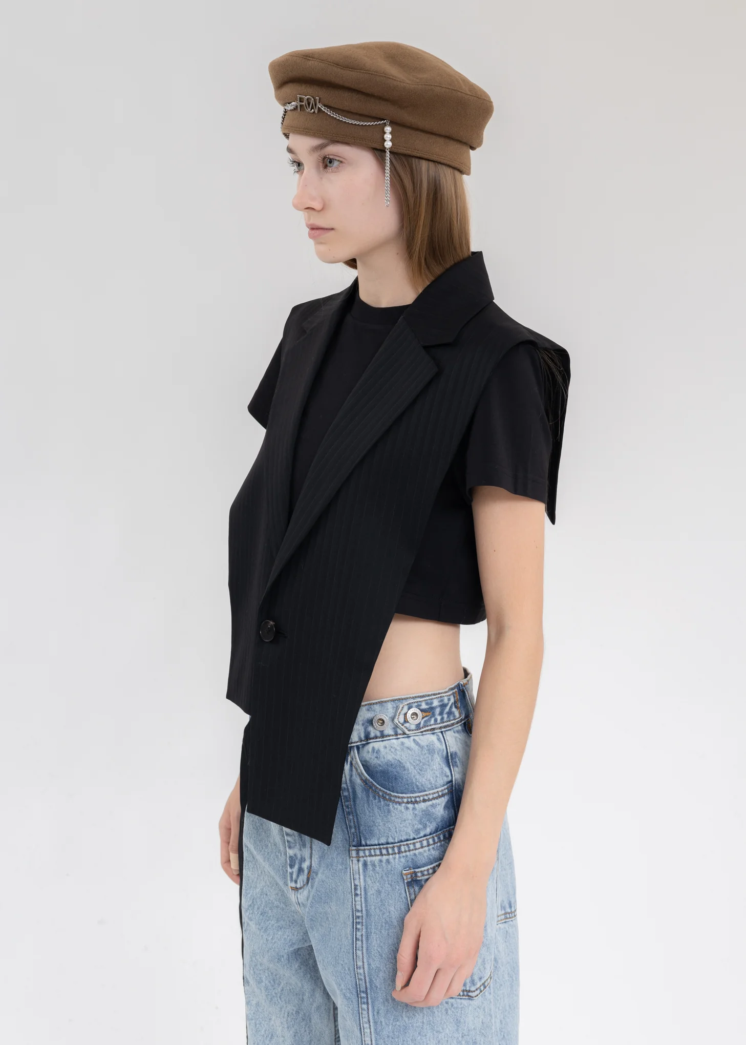 Black BLAZER COLLAR VEST - Image 2