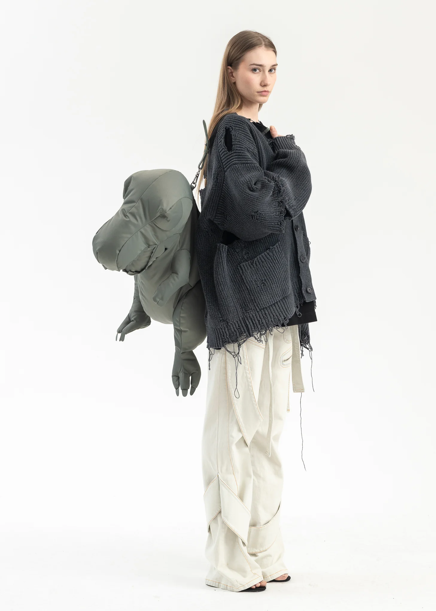 BLACK BLEACHED KNIT CARDIGAN - Image 8
