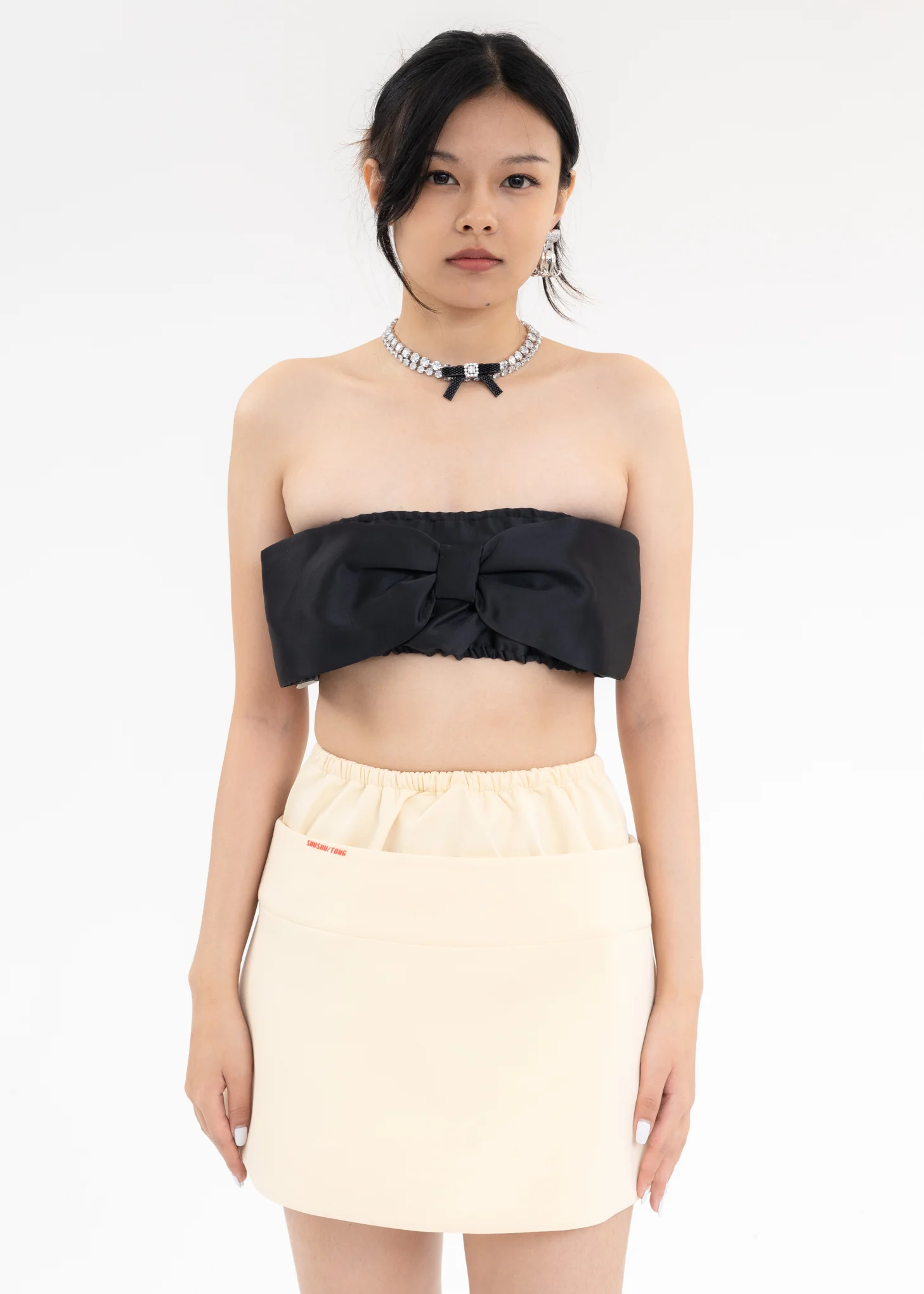 Black Bow Bandeau Top