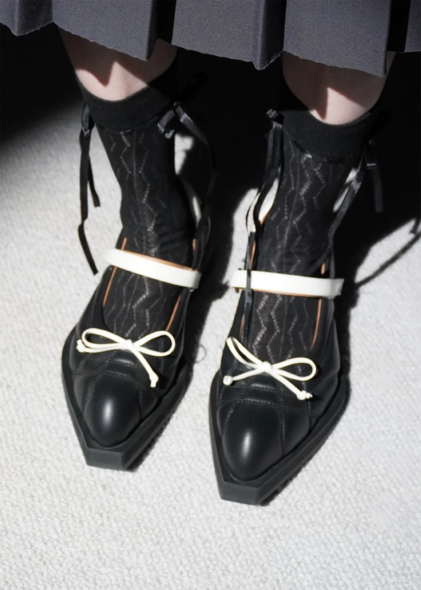 Black Bow Lace Socks - Image 2