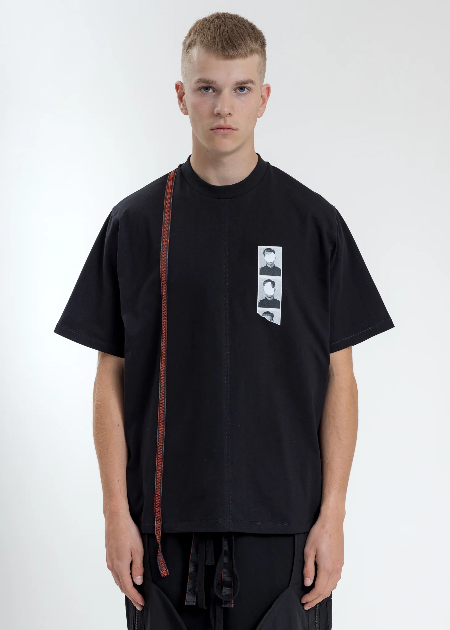 Black Boxy Fit T-Shirt With Tape