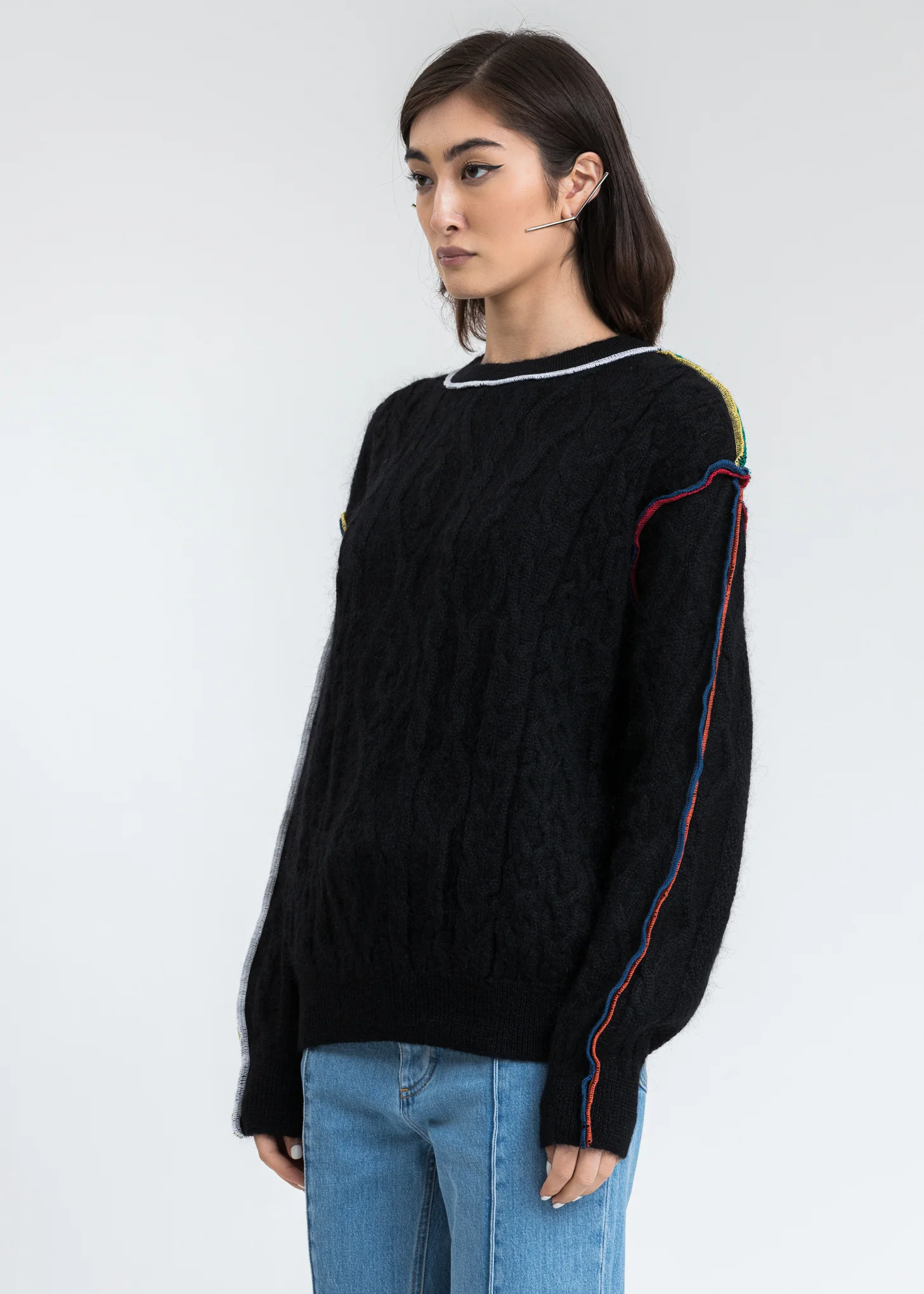 Black Braid Overlock Sweater - Image 2