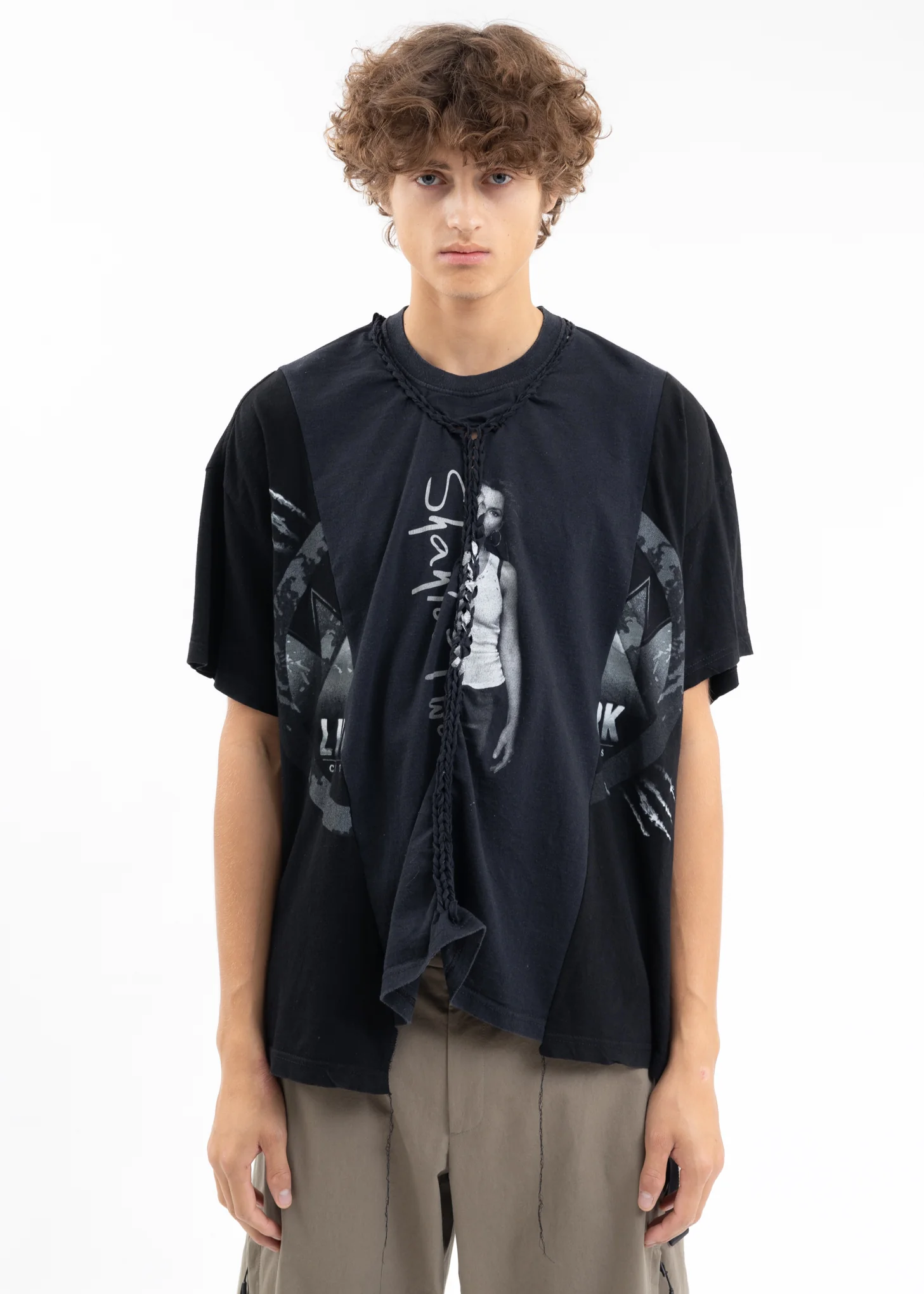 Black Braided Band Tee -Style C