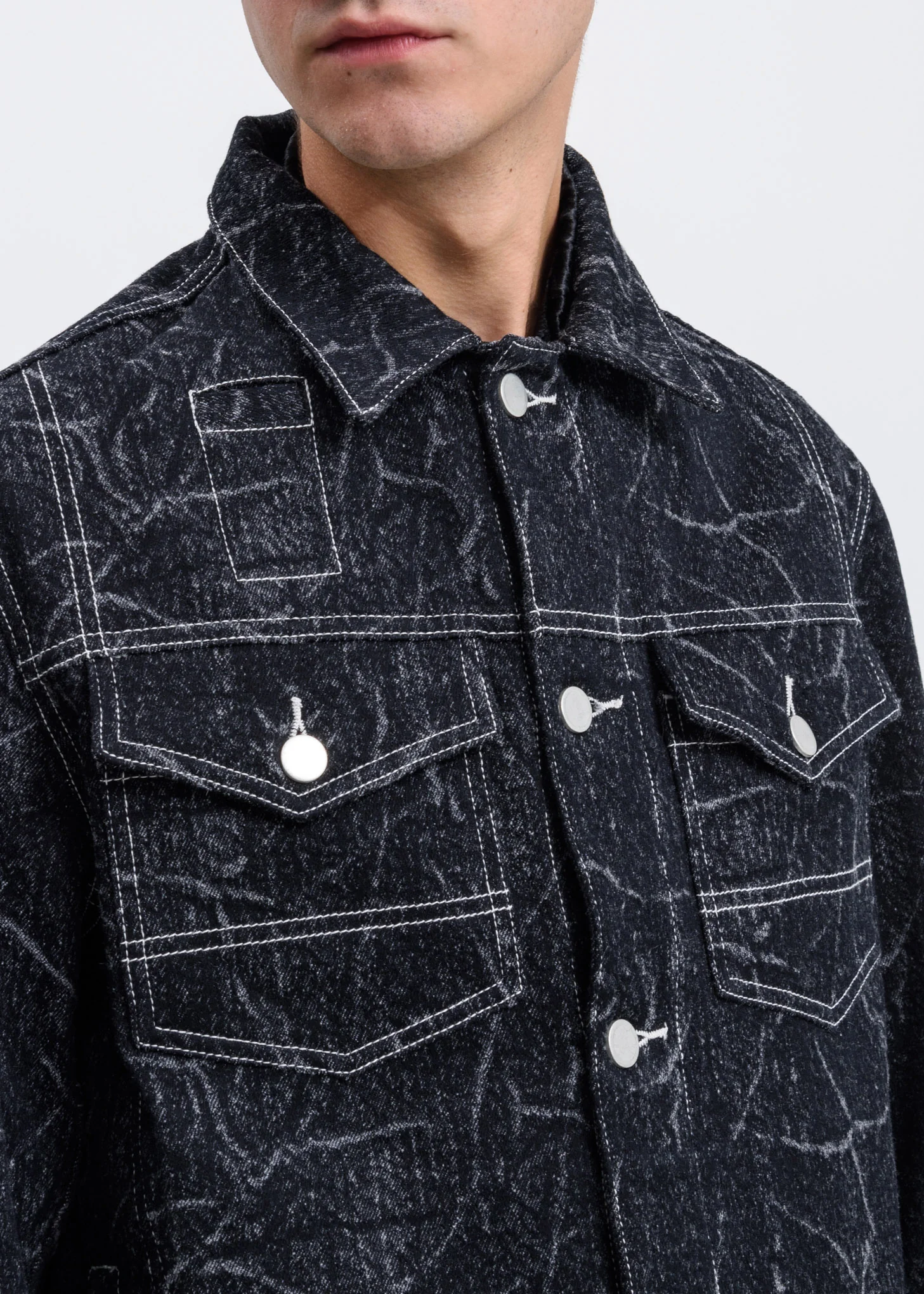 Black Brandon Wool Denim Jacket - Image 2