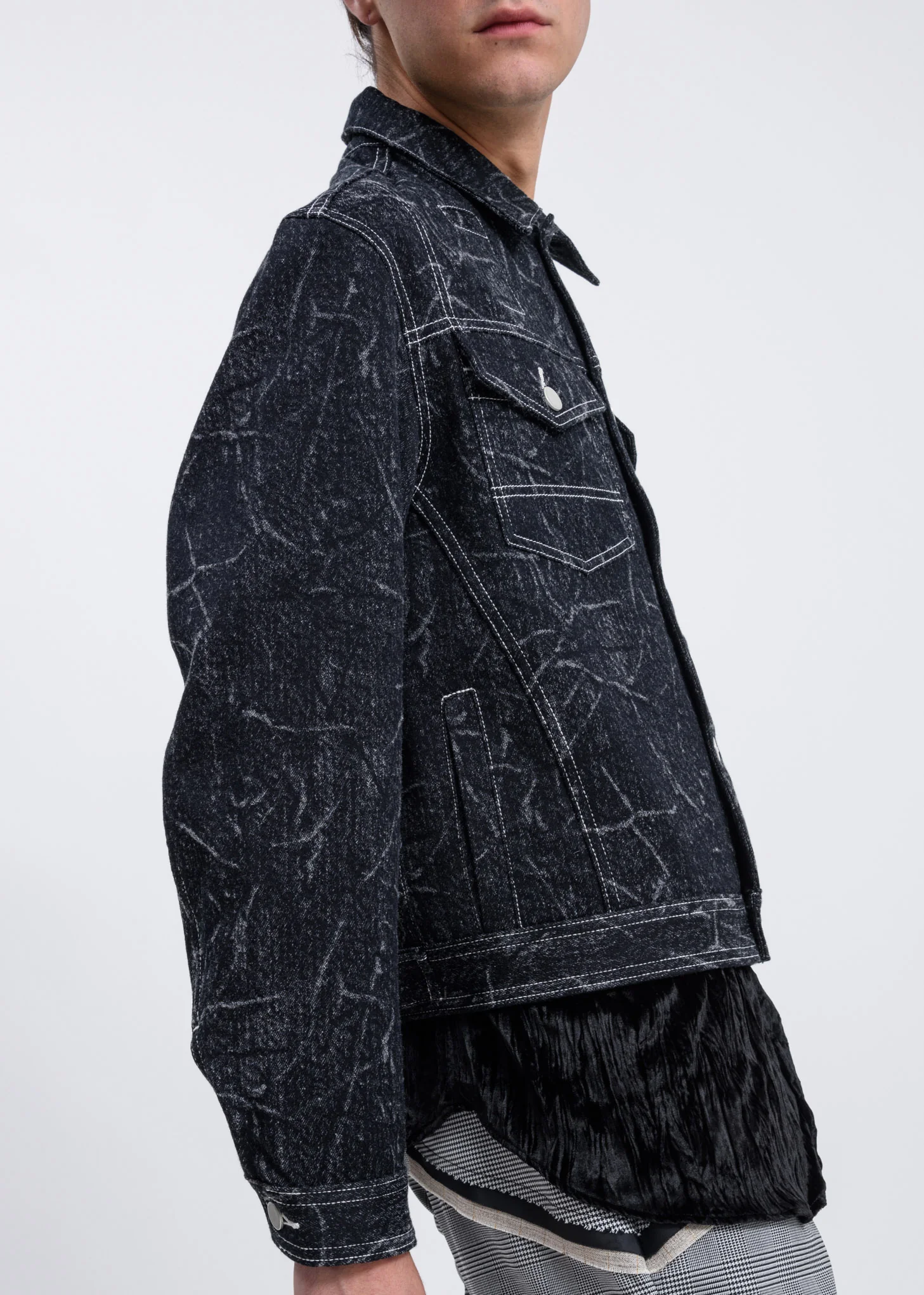 Black Brandon Wool Denim Jacket - Image 3