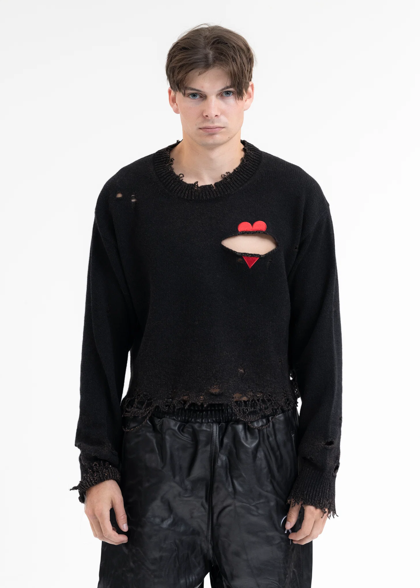 BLACK BROKEN HEART KNIT PULLOVER
