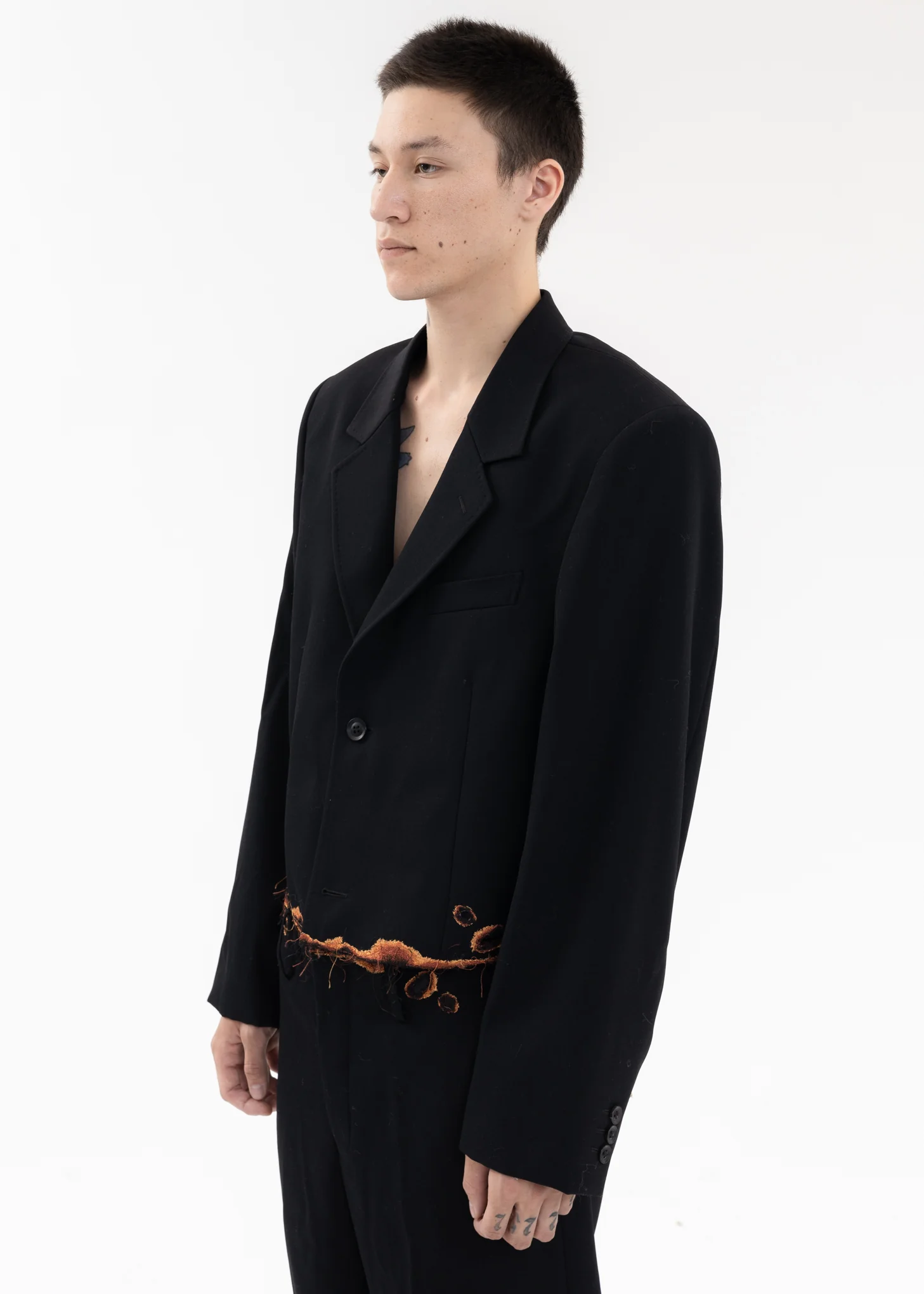 Black BURNIG EMBROIDERY TAILORED JACKET - Image 3